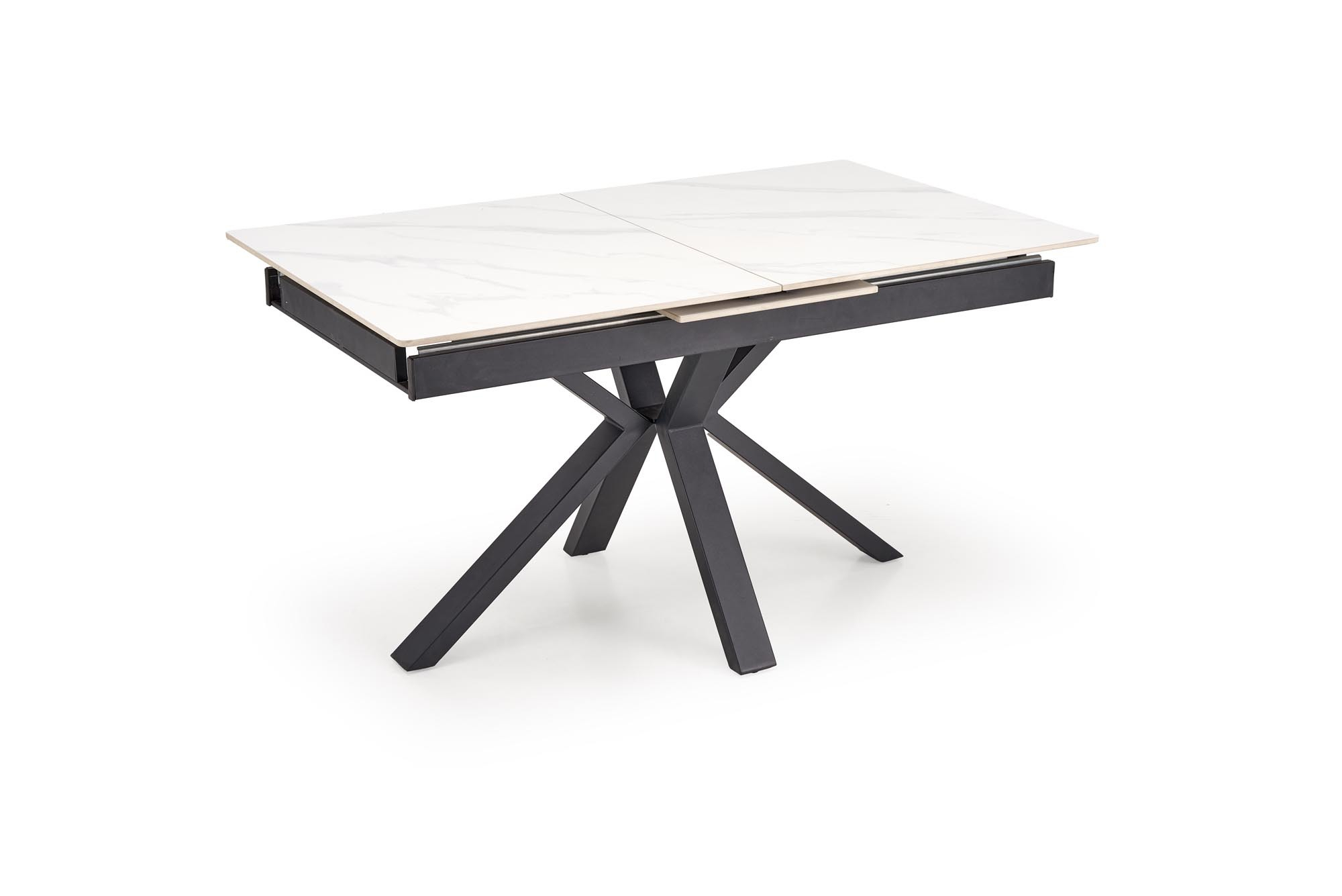 PLATAN stół rozkładany 140-180/85/76 cm, biały marmur / czarny