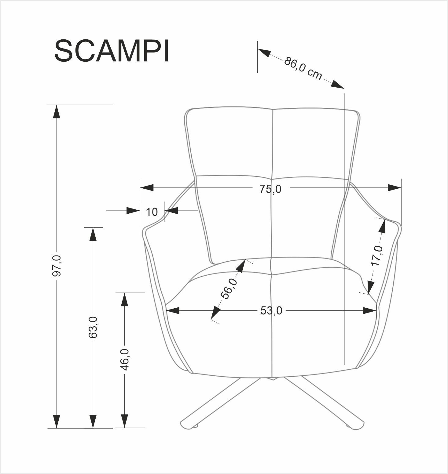SCAMPI fotel obrotowy wypoczynkowy, popielaty
