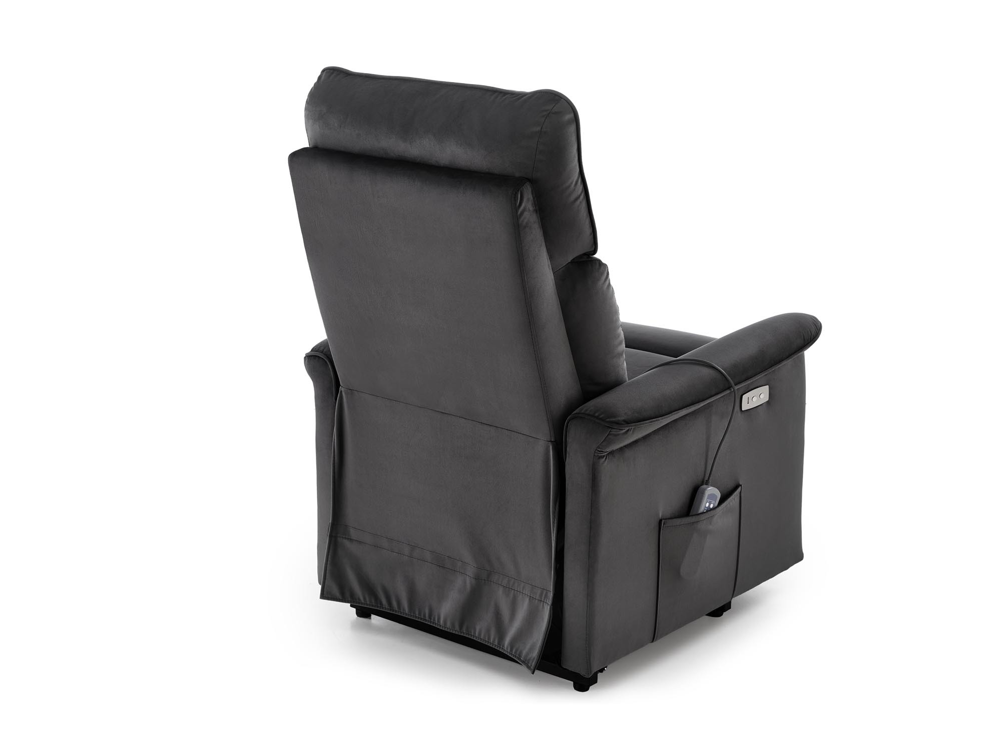 SEMIR 2 fotel wypoczynkowy czarny z funkcją elektrycznego rozkładania / funkcja pionizacji / funkcja masażu