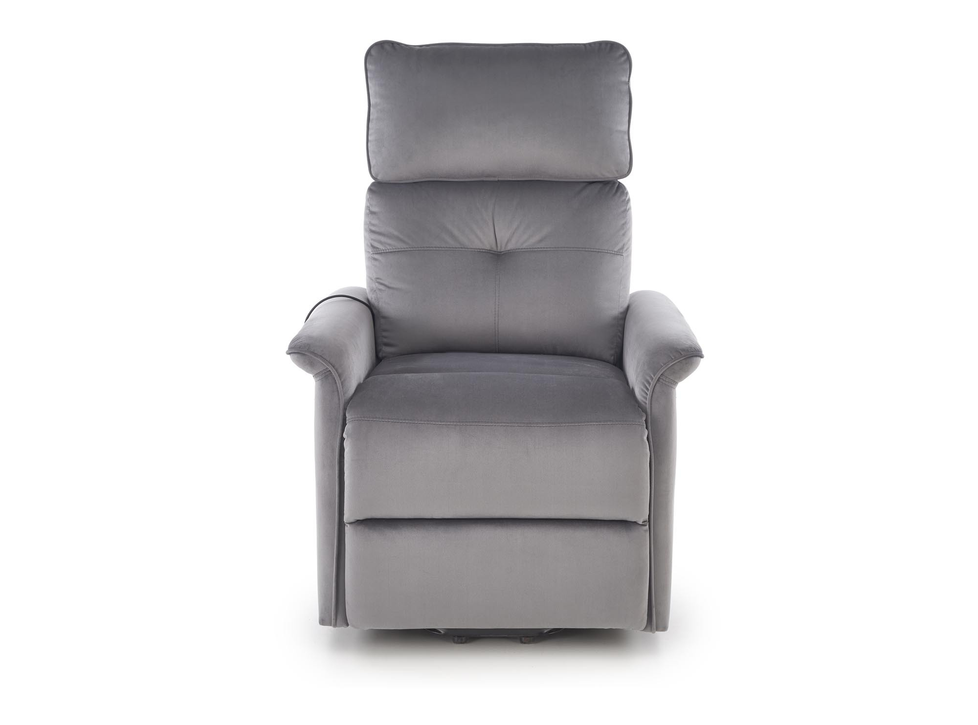 SEMIR 2 fotel wypoczynkowy popielaty z funkcją elektrycznego rozkładania / funkcja pionizacji / funkcja masażu