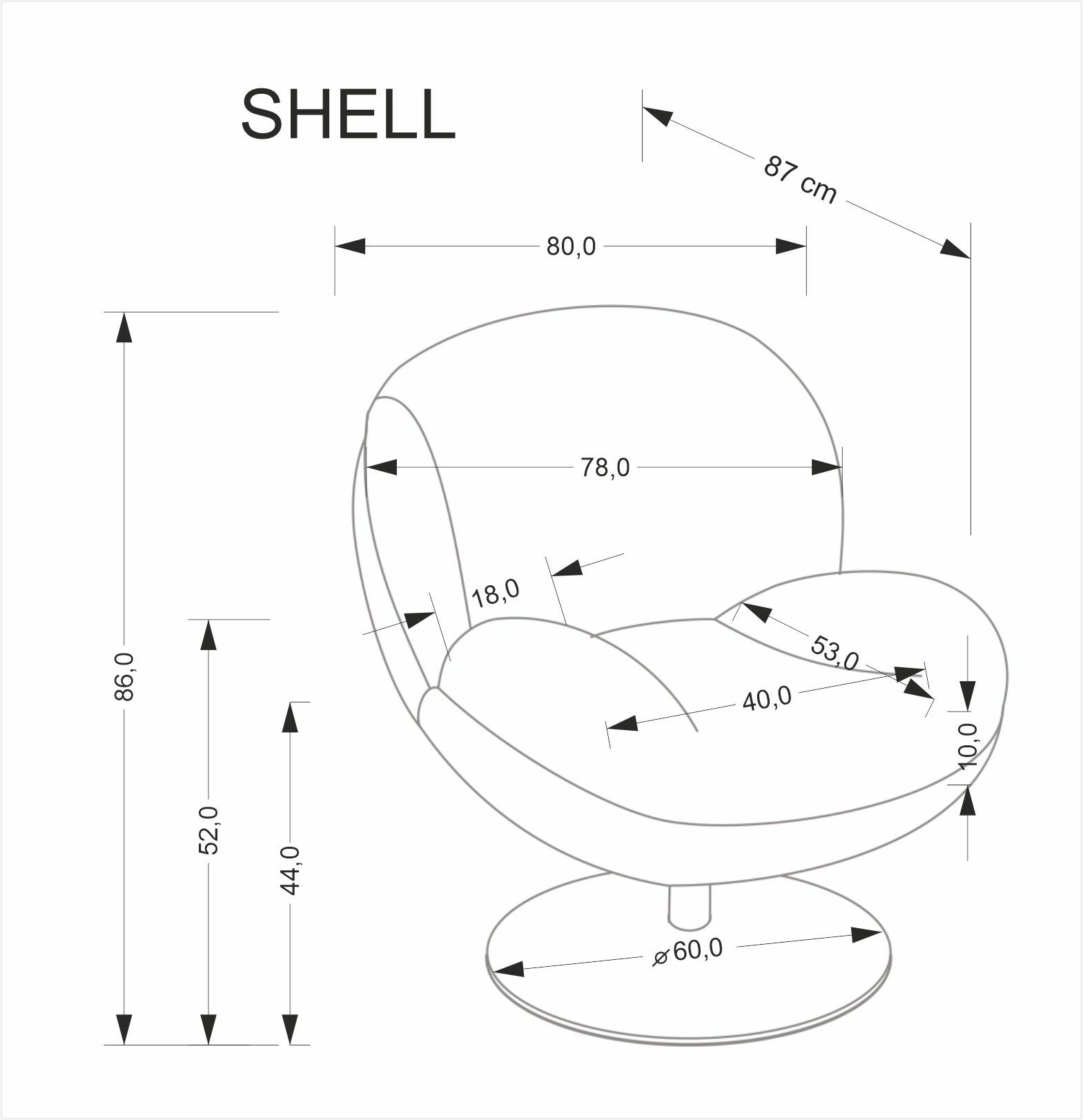 SHELL fotel obrotowy wypoczynkowy, kremowy