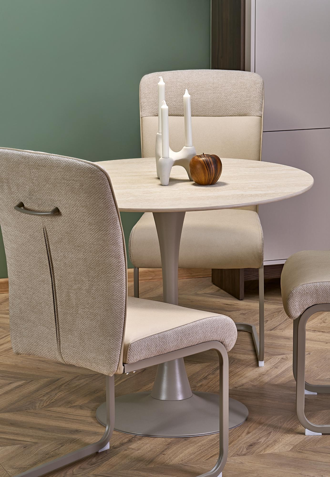 TOLIO stół okrągły, trawertyn/ kaszmir