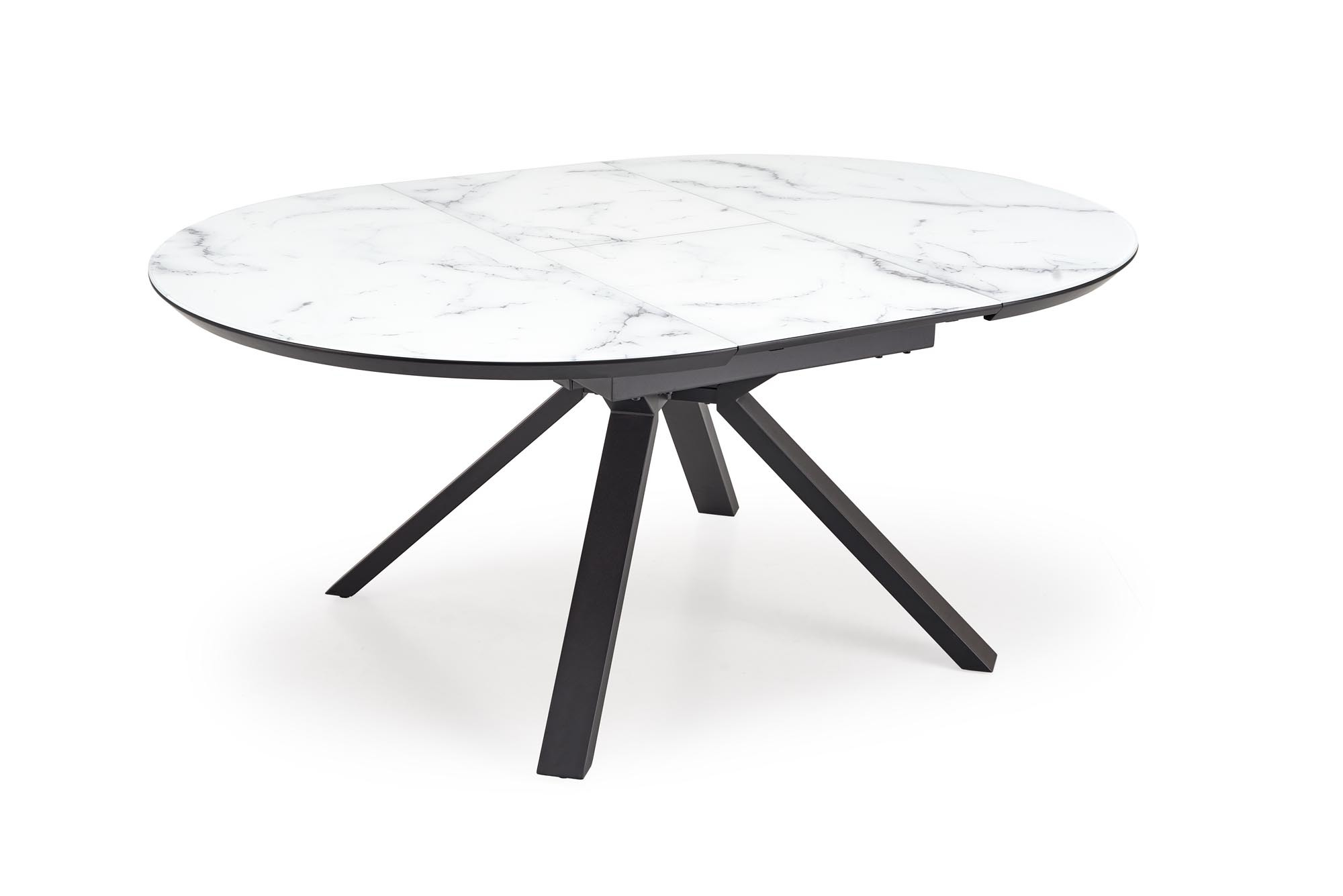 VERTIGO stół rozkładany, blat - biały marmur, nogi - czarny
