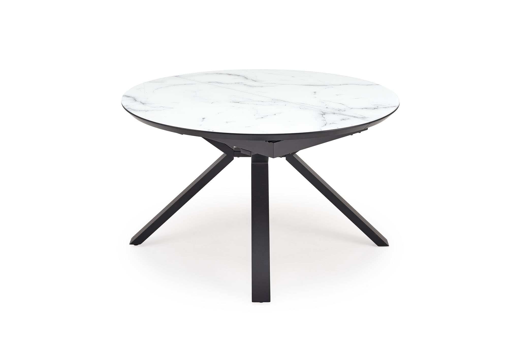 VERTIGO stół rozkładany, blat - biały marmur, nogi - czarny