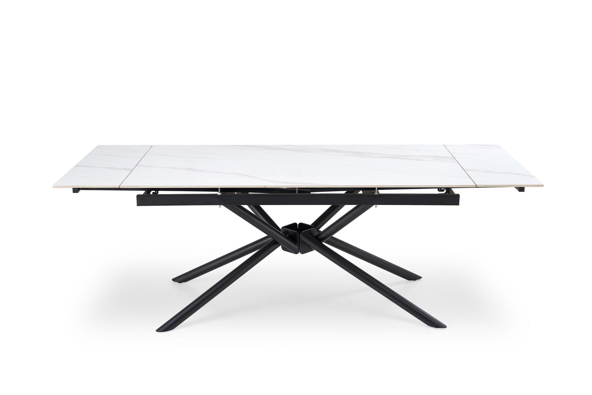VITORINO stół rozkładany, blat - biały marmur, nogi - czarny