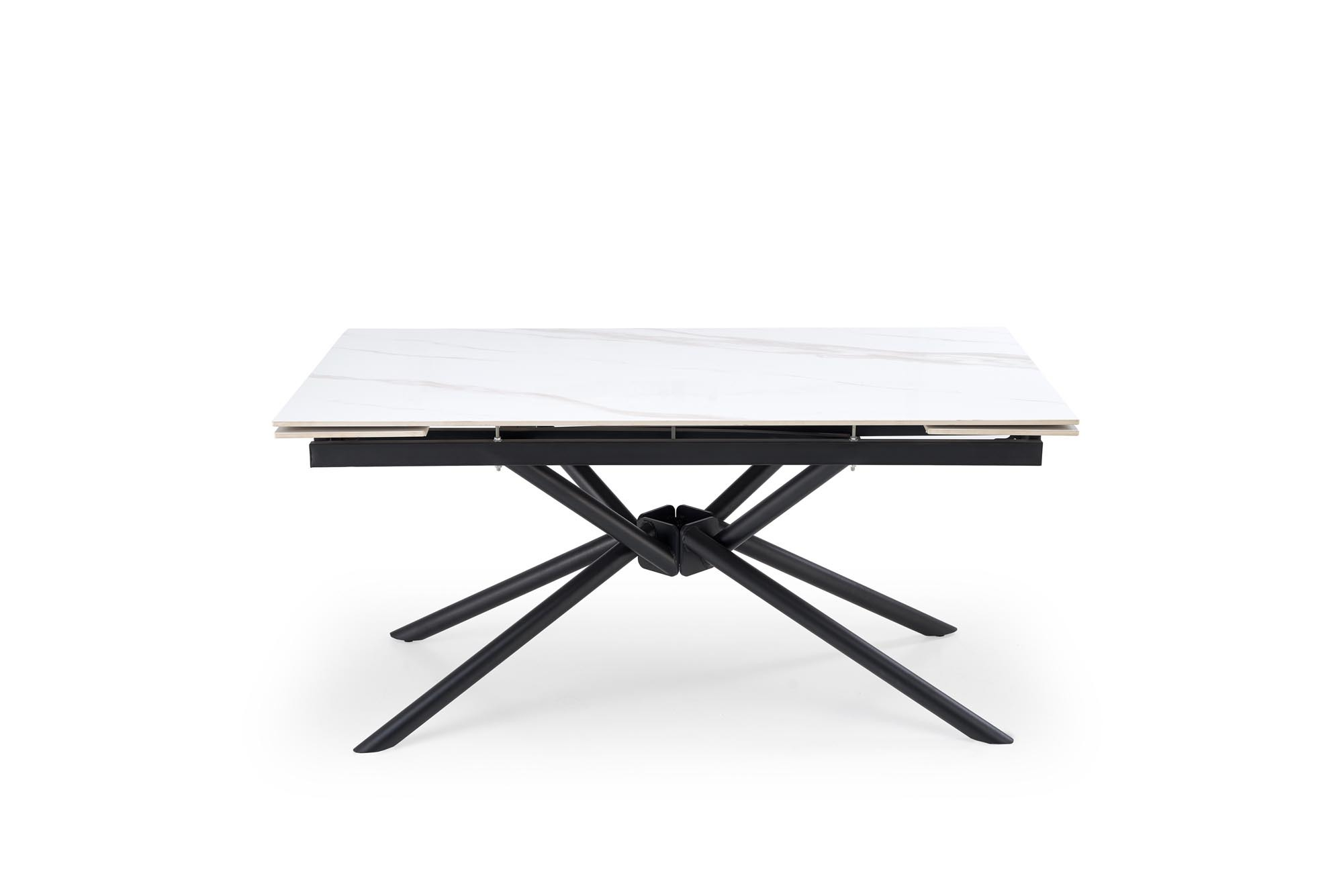 VITORINO stół rozkładany, blat - biały marmur, nogi - czarny