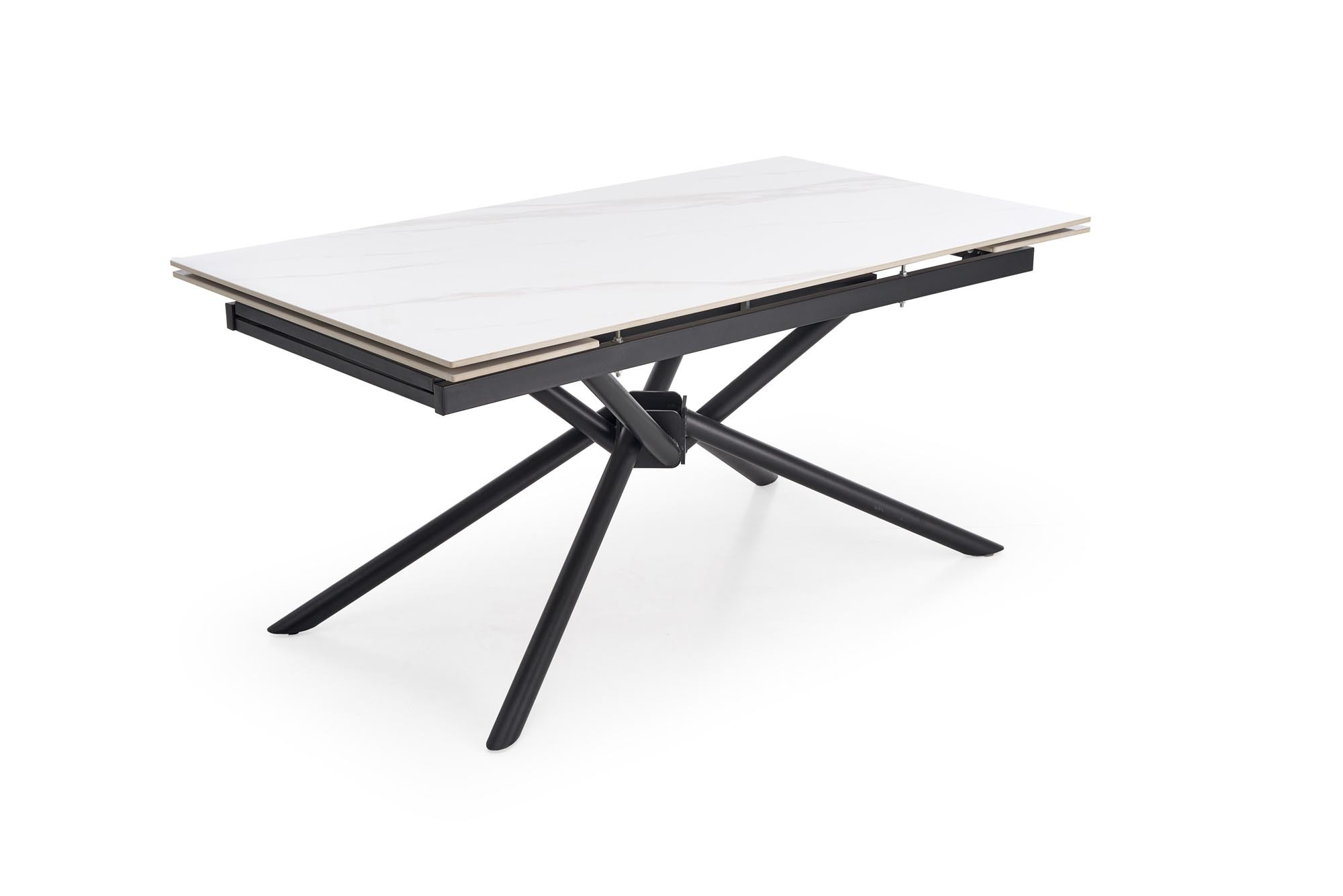 VITORINO stół rozkładany, blat - biały marmur, nogi - czarny