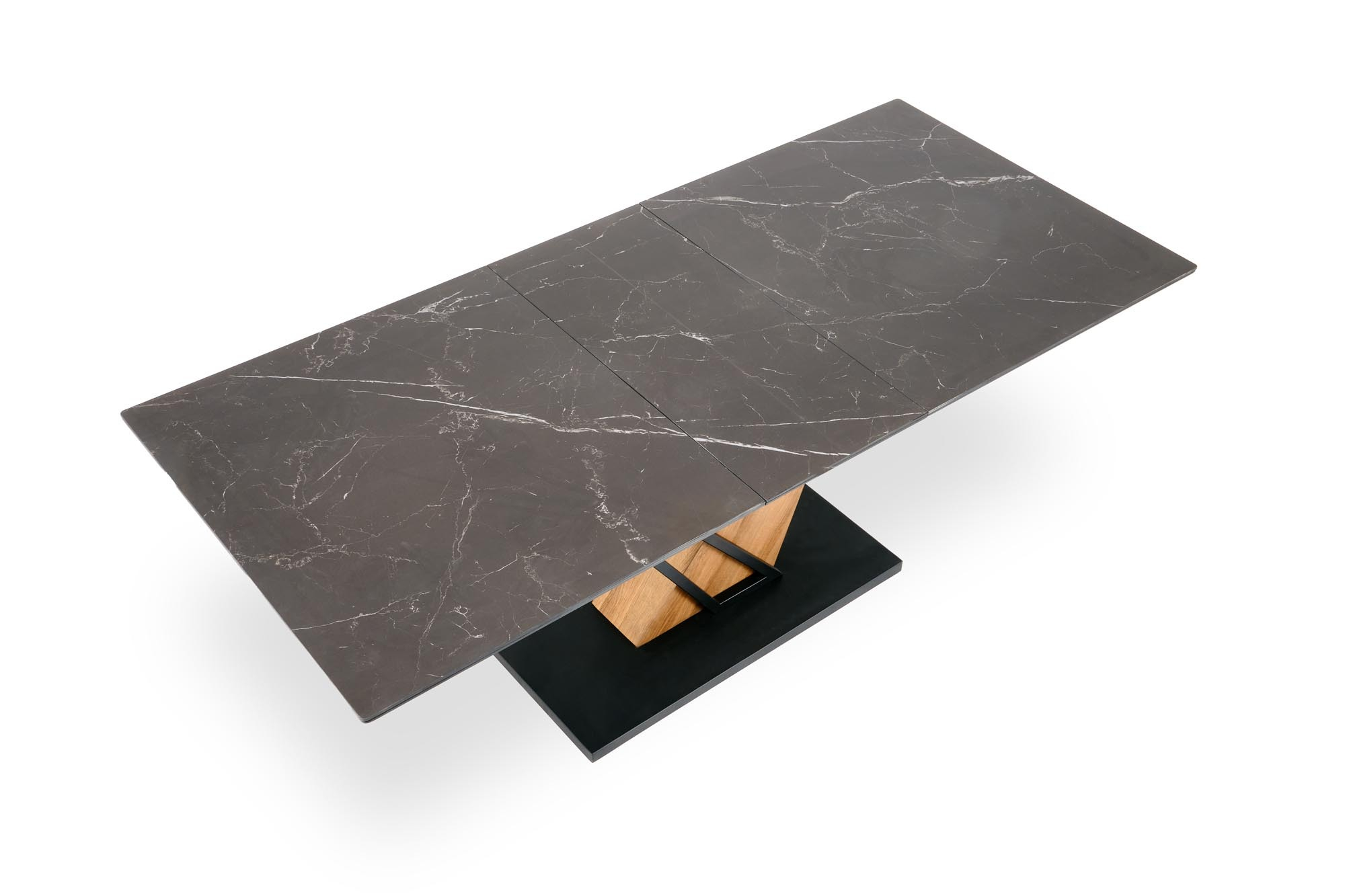 VOLANT 160 stół rozkładany, blat - czarny marmur, nogi - dąb złoty / czarny