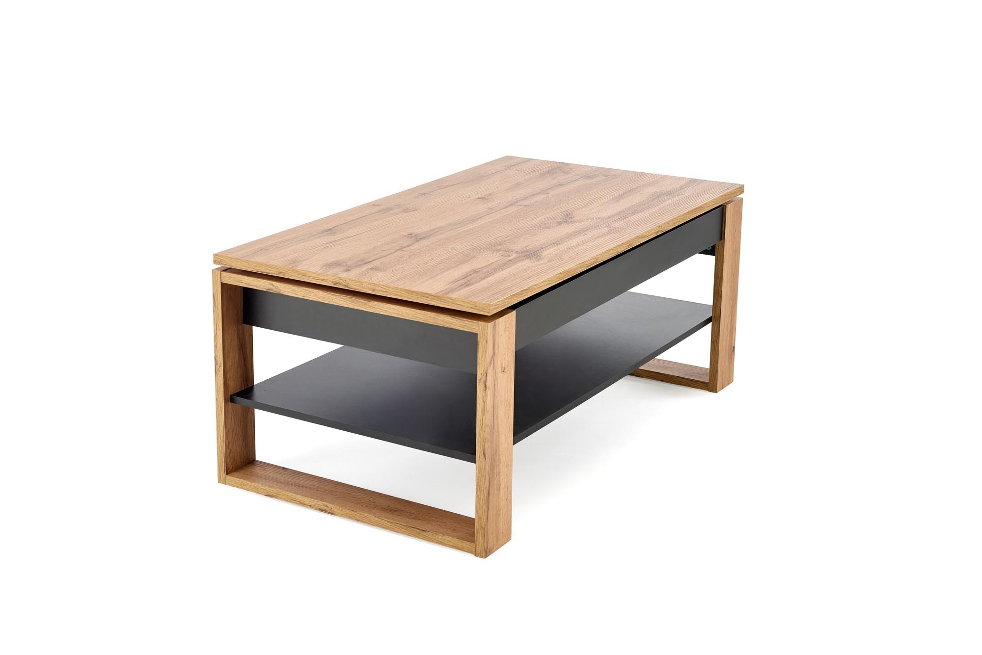 BETTY ława z podnoszonym blatem dąb artisan / czarny