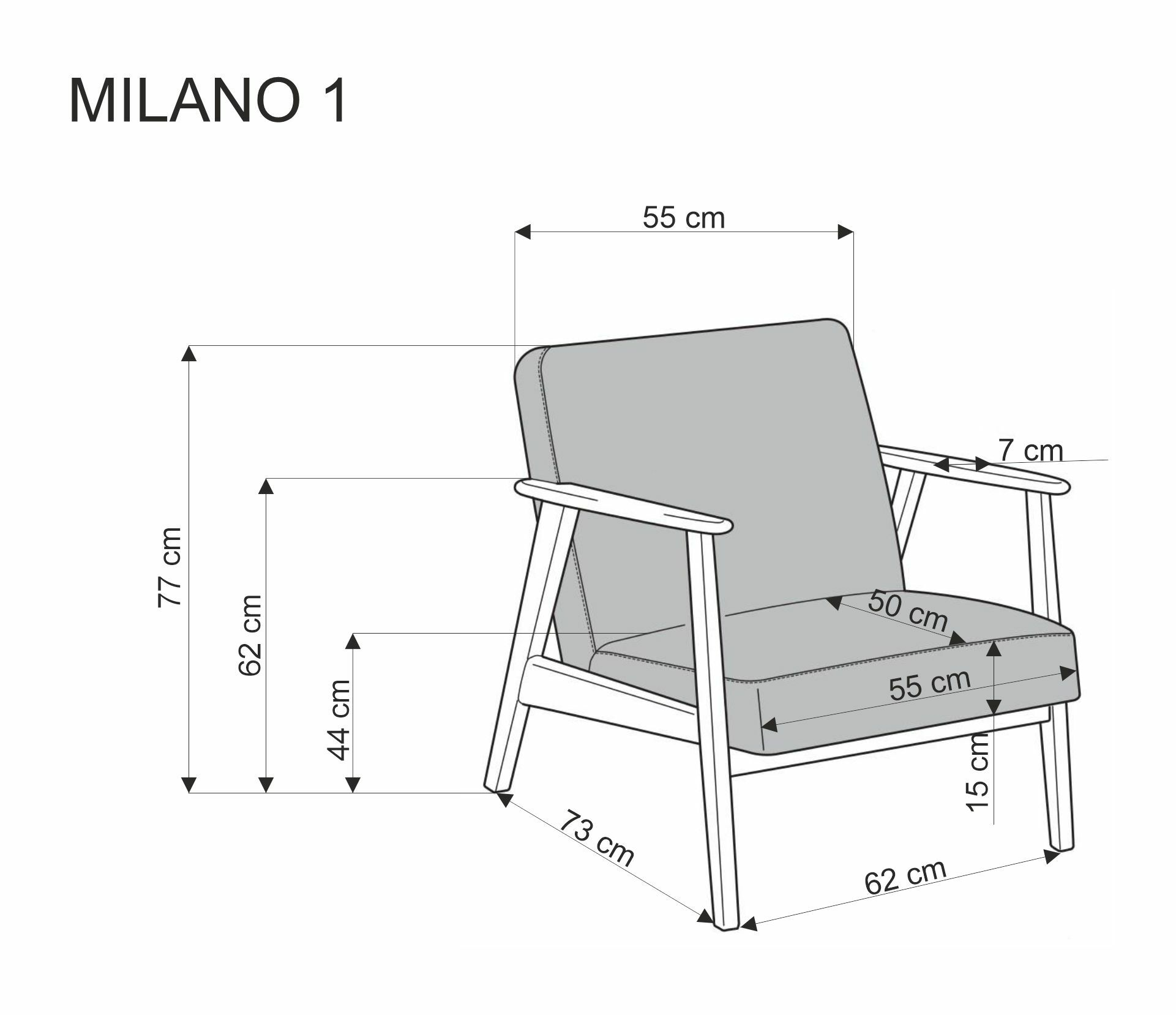 MILANO 1S fotel - jasny beżowy tap. Castel 04 (1p=1szt)