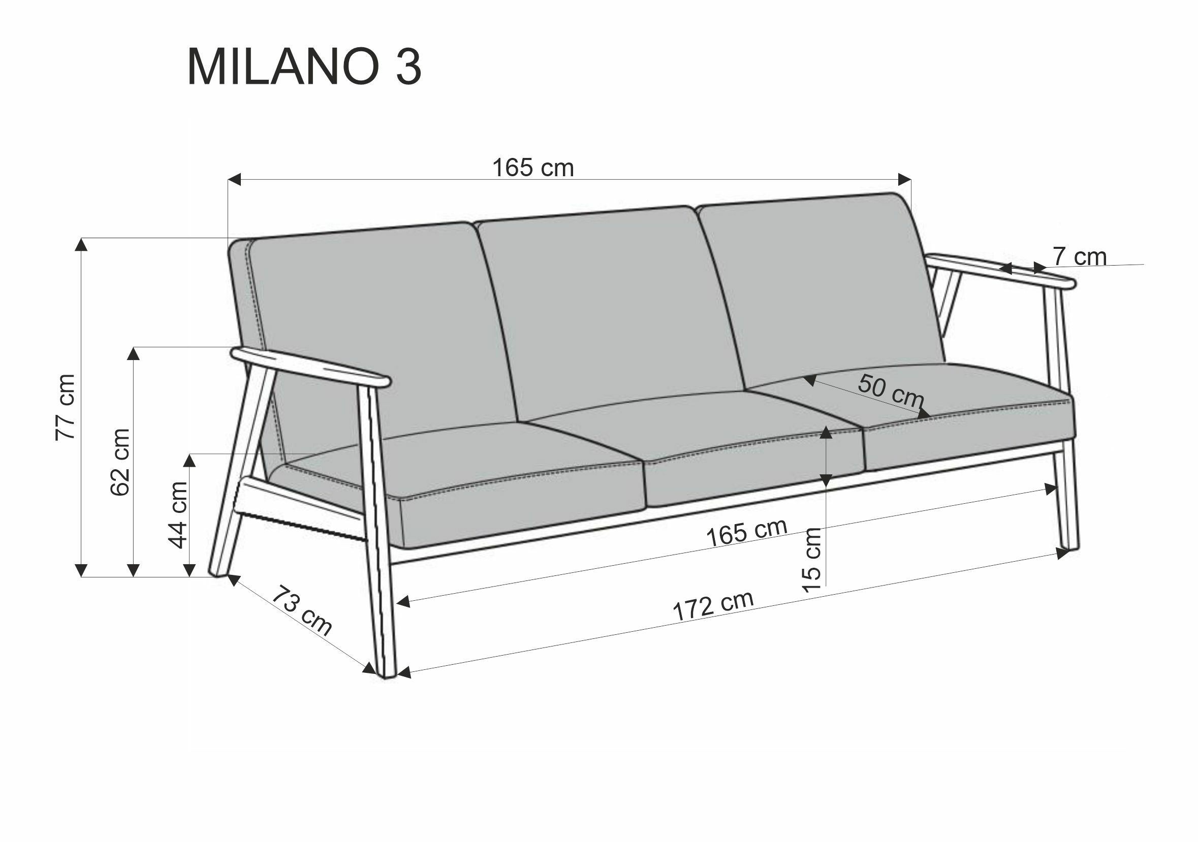 MILANO 3S sofa - jasny beżowy tap. Castel 04 (1p=1szt)