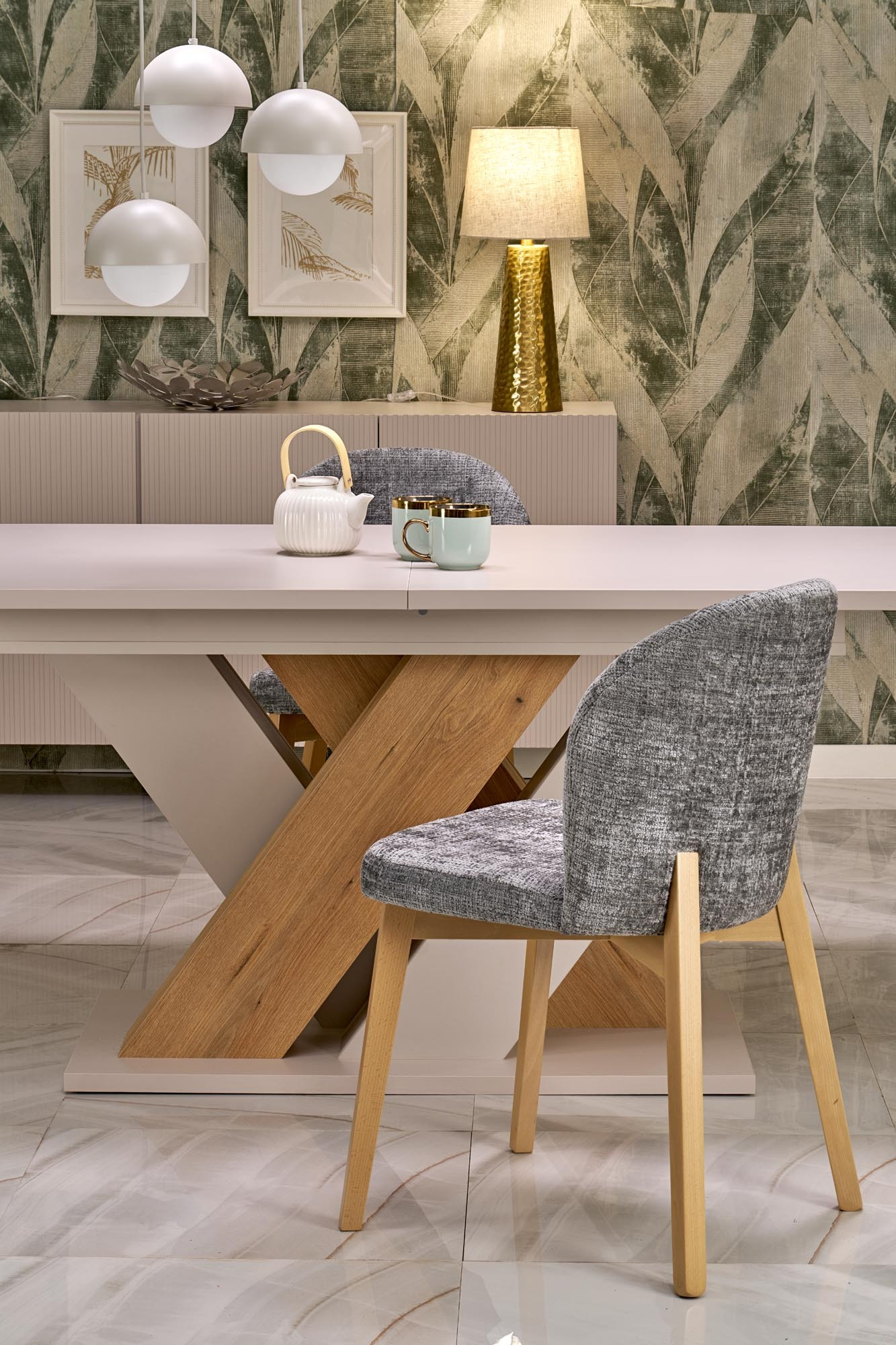 BASSO krzesło dąb naturalny / tap: CREMONA 96 (popiel)