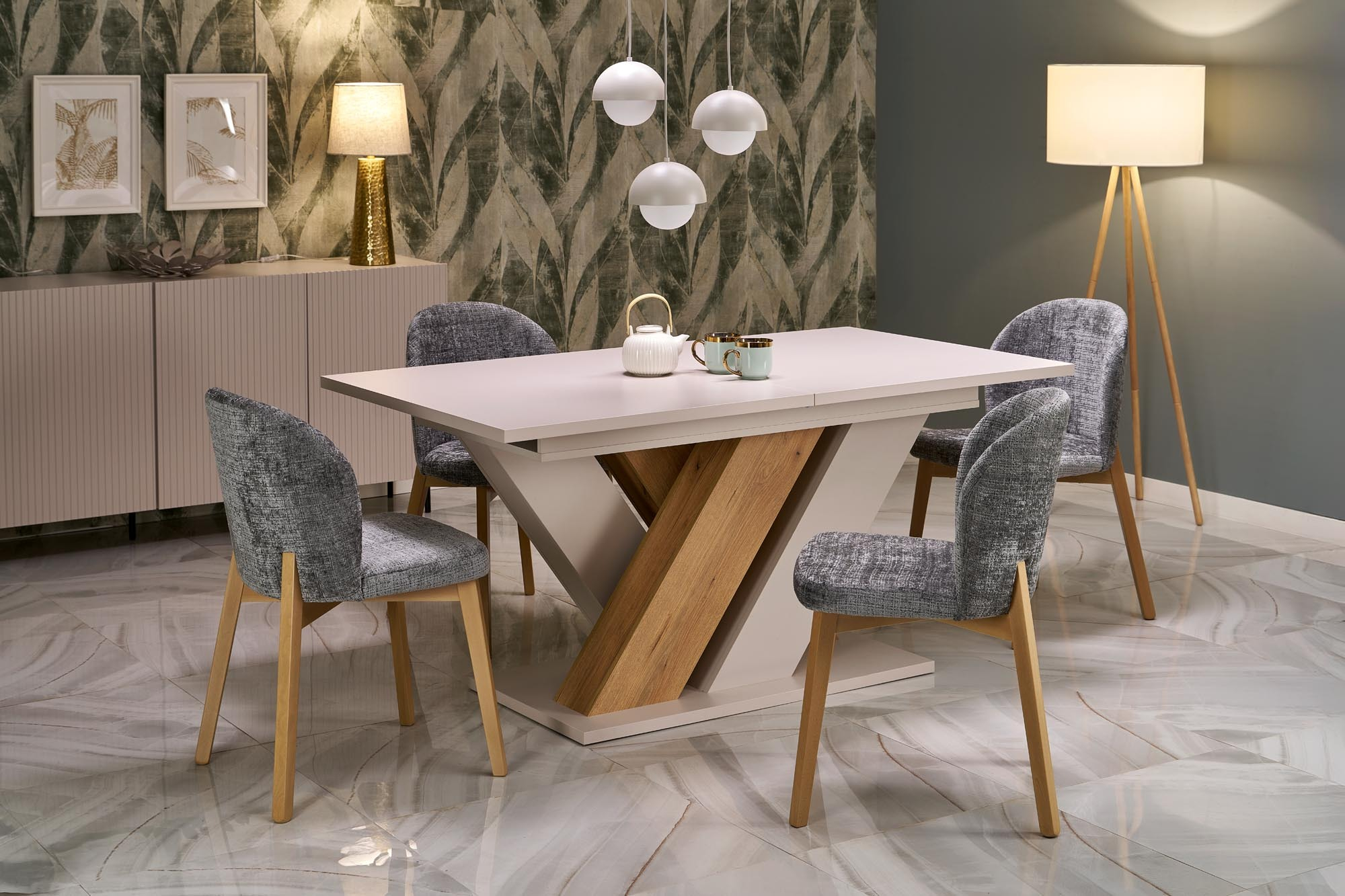 BASSO krzesło dąb naturalny / tap: CREMONA 96 (popiel)