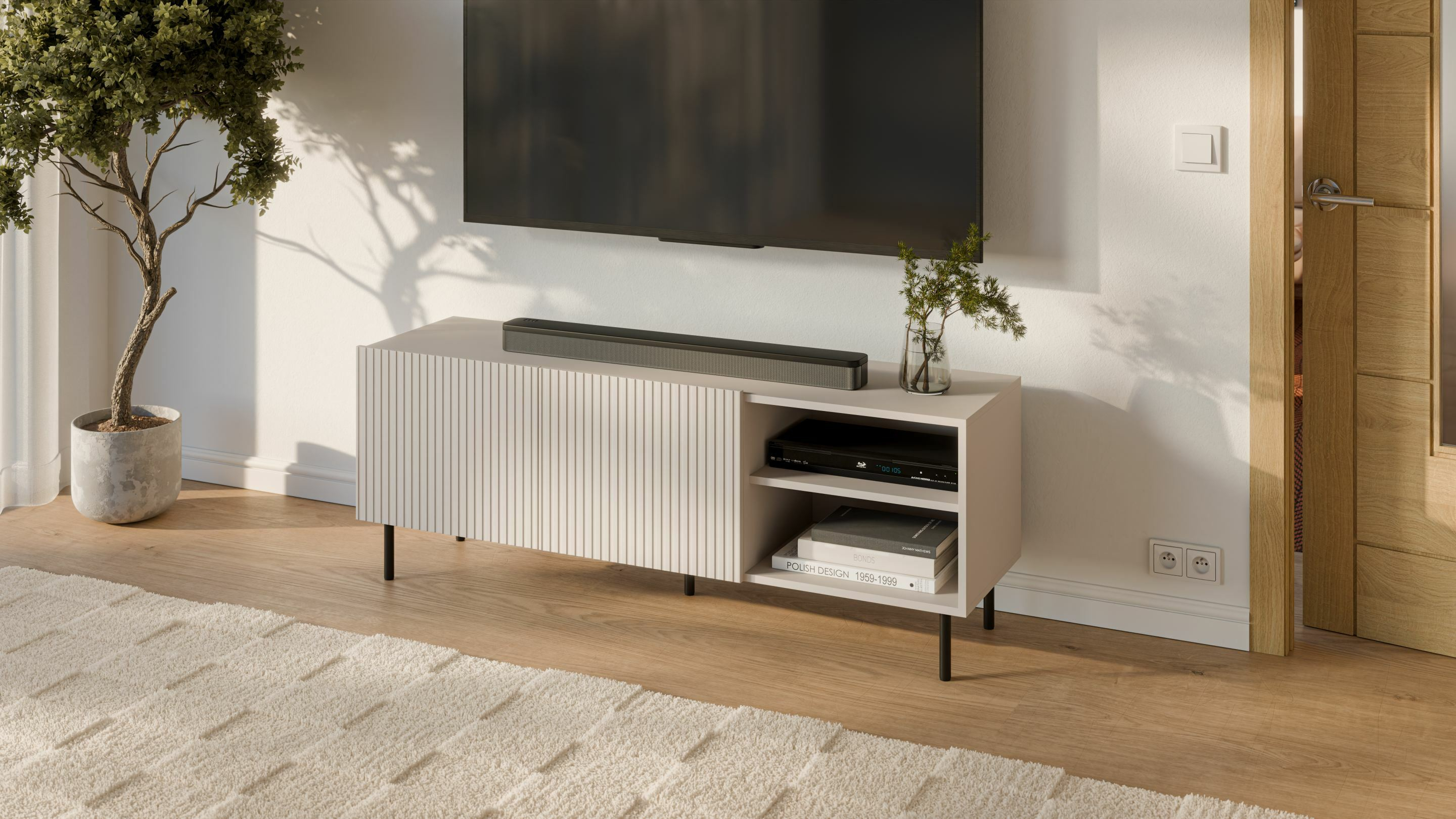 PAXOS RTV-1 TV stolik RTV 150 cm, kolor: kaszmir - czarny