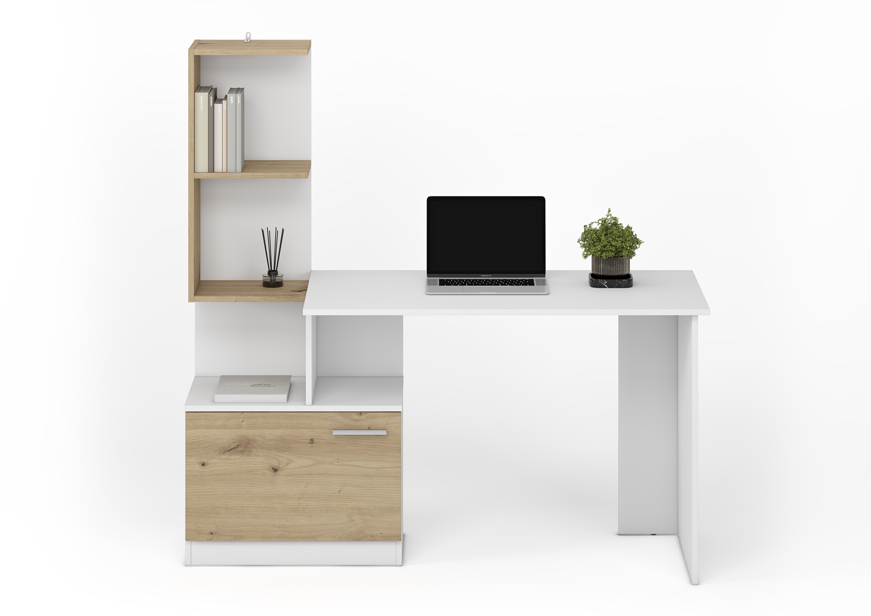 MISO biurko, biały / dąb artisan