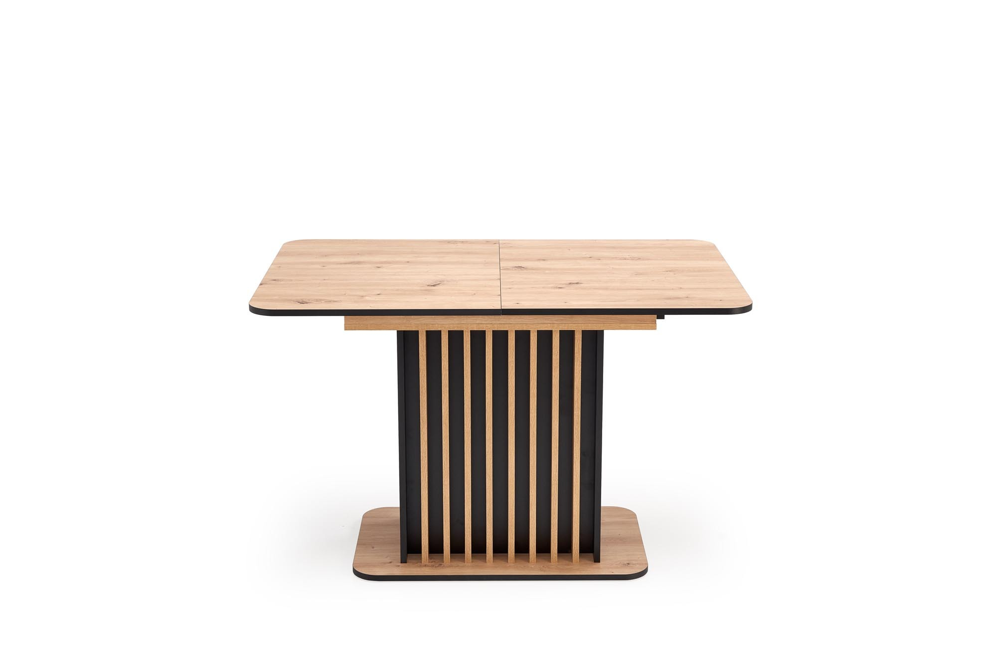 WILSON stół rozkładany, blat - dąb artisan / czarny, nogi - dąb artisan / czarny