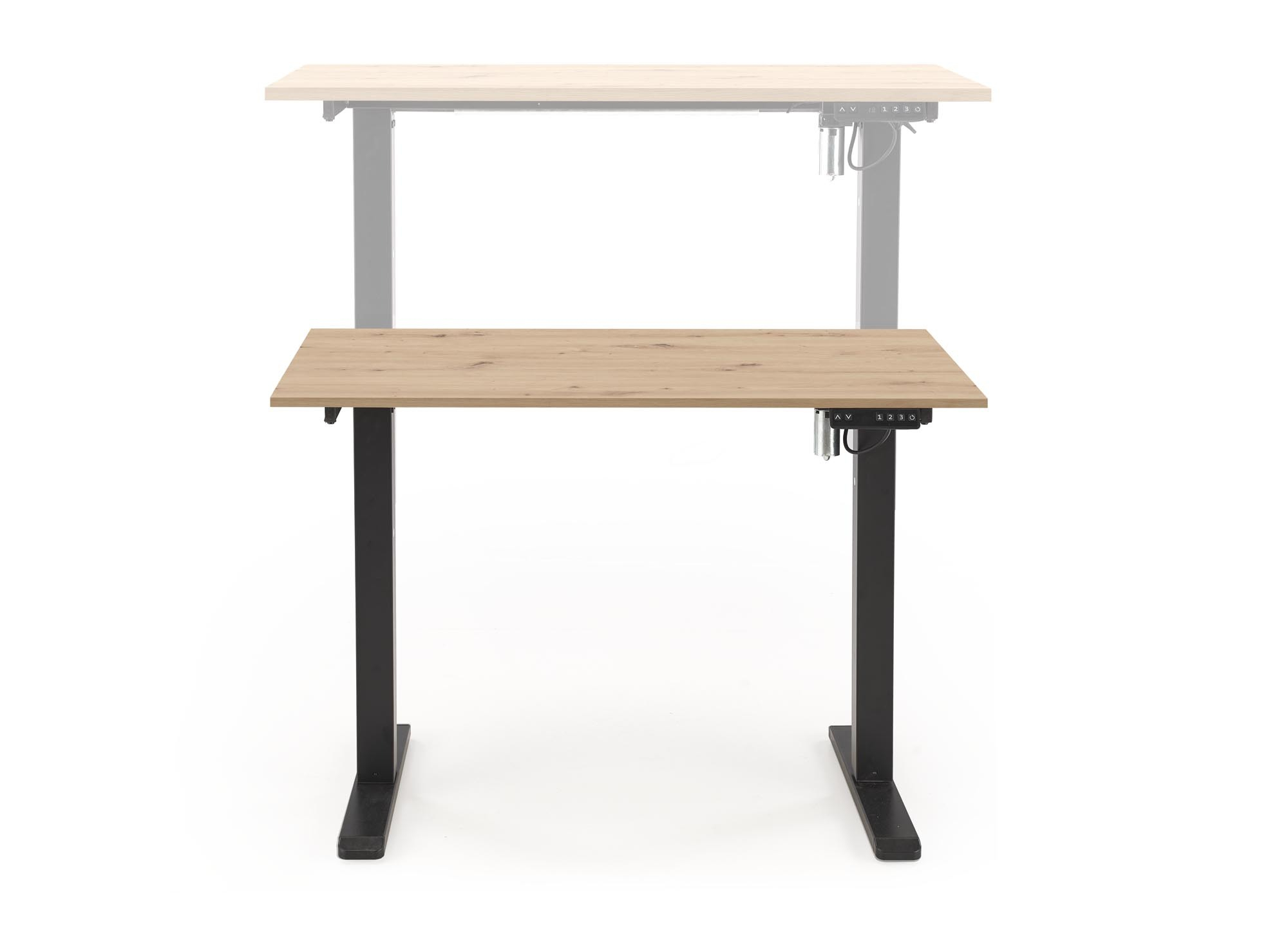B53 biurko biurko z funkcją regulacji wysokości, dąb artisan / czarny
