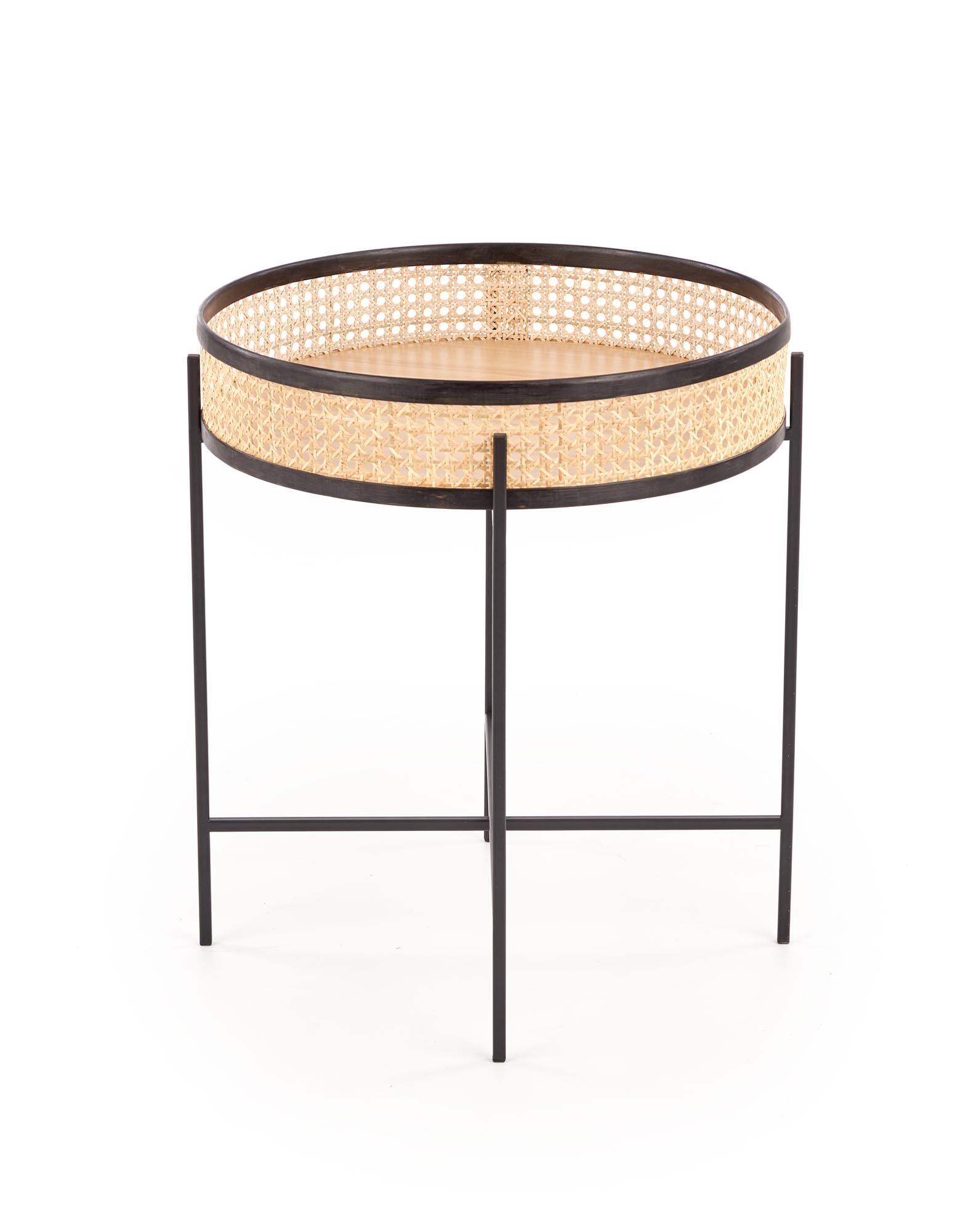 LANIPA ława czarny / rattan naturalny