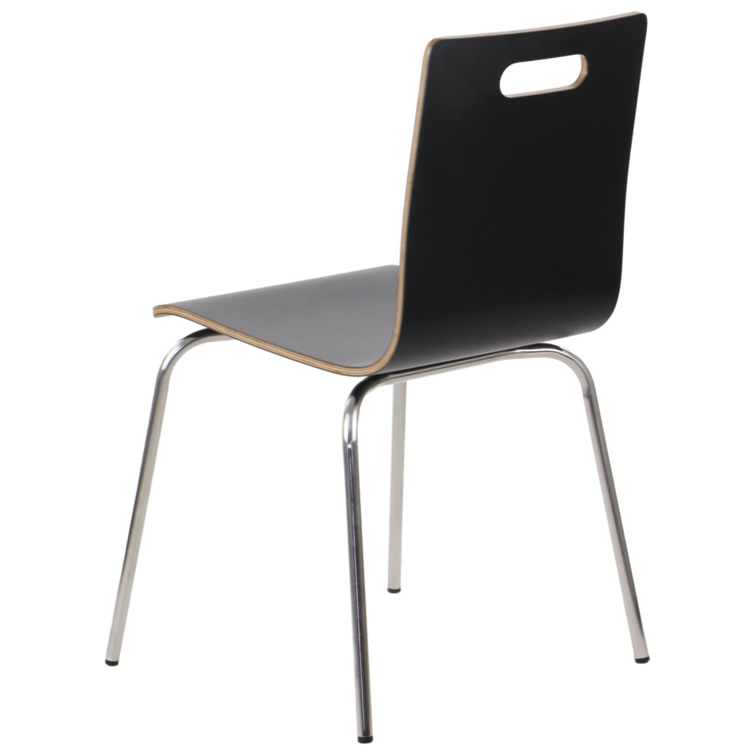 Krzesło WERDI A sklejka laminowana kubełek czarny stelaż stal nierdzewna
