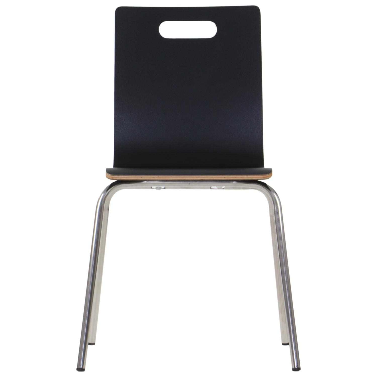 Krzesło WERDI A sklejka laminowana kubełek czarny stelaż stal nierdzewna