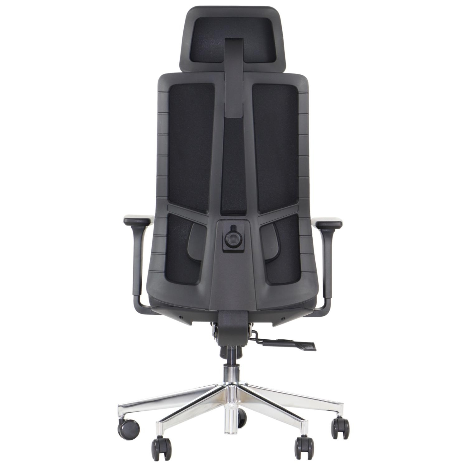 AKCENT PU Fotel biurowy obrotowy/czarny podstawa chromowana