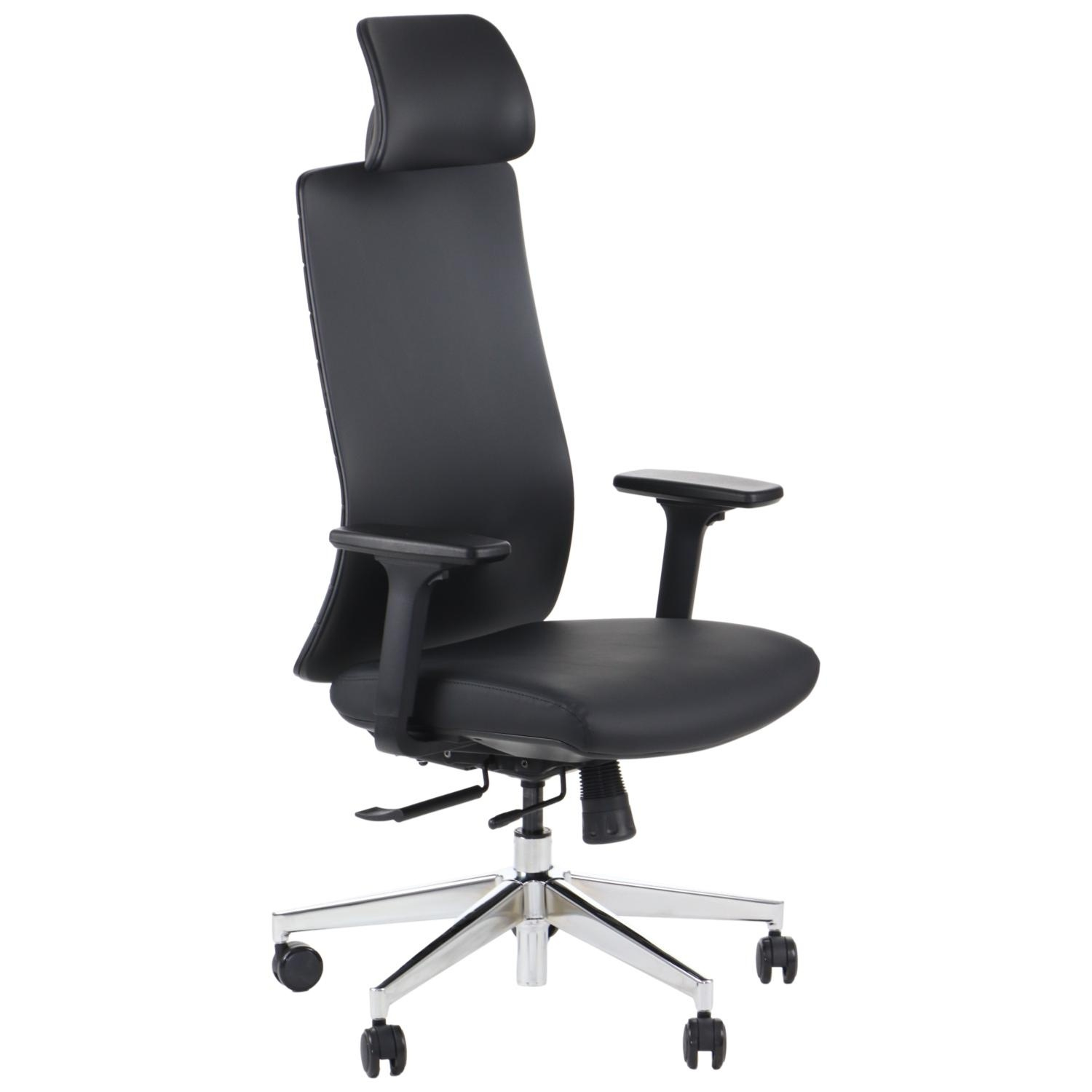 AKCENT PU Fotel biurowy obrotowy/czarny podstawa chromowana