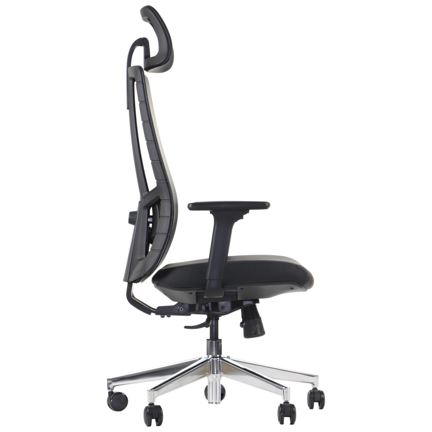 AKCENT PU Fotel biurowy obrotowy/czarny podstawa chromowana