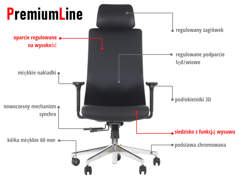 AKCENT PU Fotel biurowy obrotowy/czarny podstawa chromowana