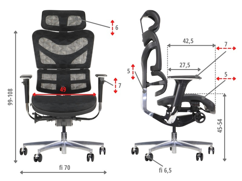 Fotel biurowy obrotowy ErgoNew S7(2) siedzisko siatkowe