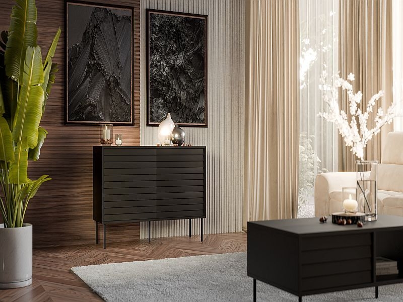 CORTINA komoda 120 ( 1D3S )  czarny/czarny ( 1 szt.=2 p. )