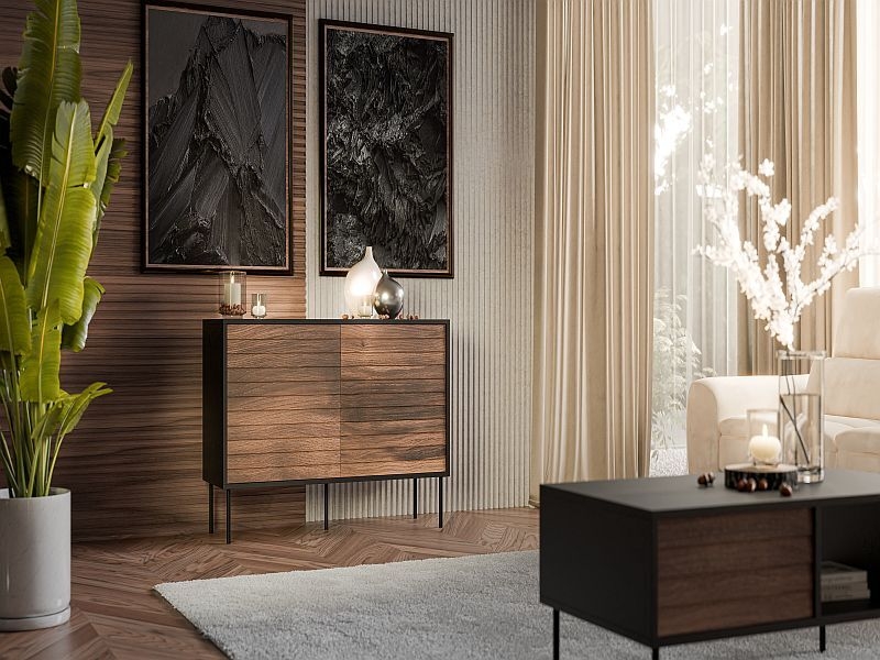 CORTINA komoda 120 ( 1D3S )  czarny/orzech ( 1 szt.=2 p. )