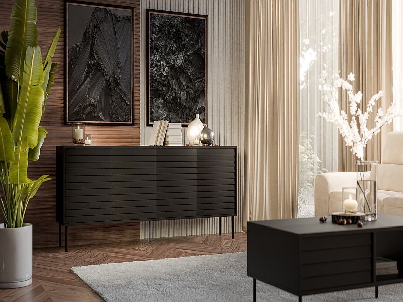 CORTINA komoda 200 (4D )  czarny/czarny ( 1 szt.=2 p. )