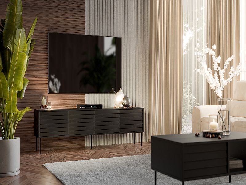 CORTINA szafka RTV 200 ( 4D ) czarny/czarny ( 1 szt.=1 p. )