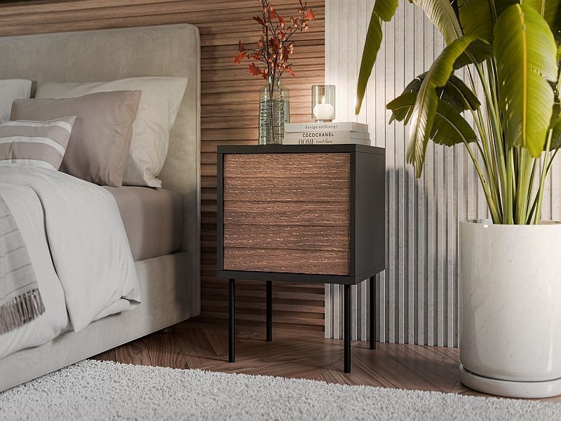 CORTINA szafki nocne czarny/orzech ( 2 szt.=1 p. )