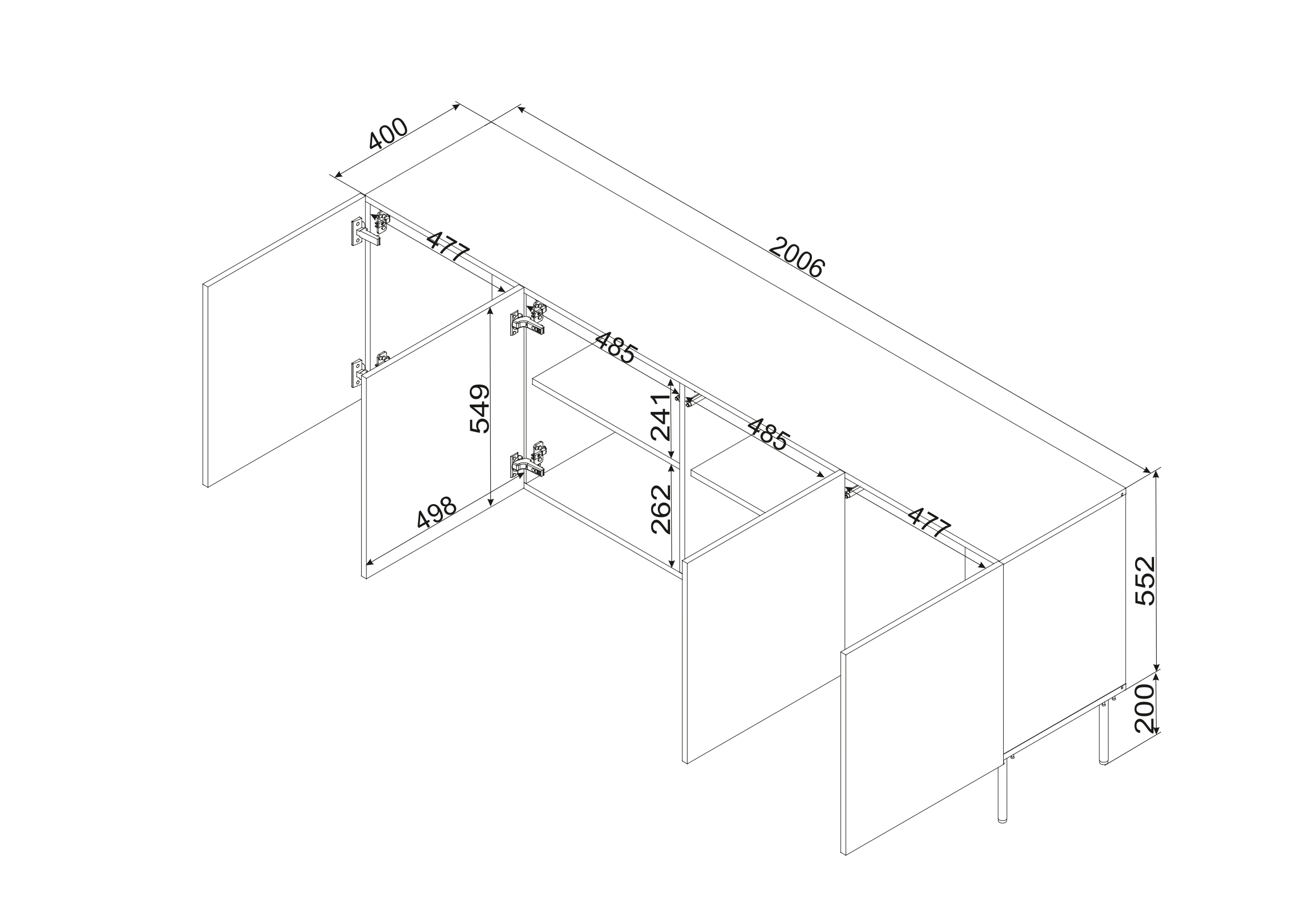 ISLA komoda 200 czarny mat ( 1 szt.=2 p. )