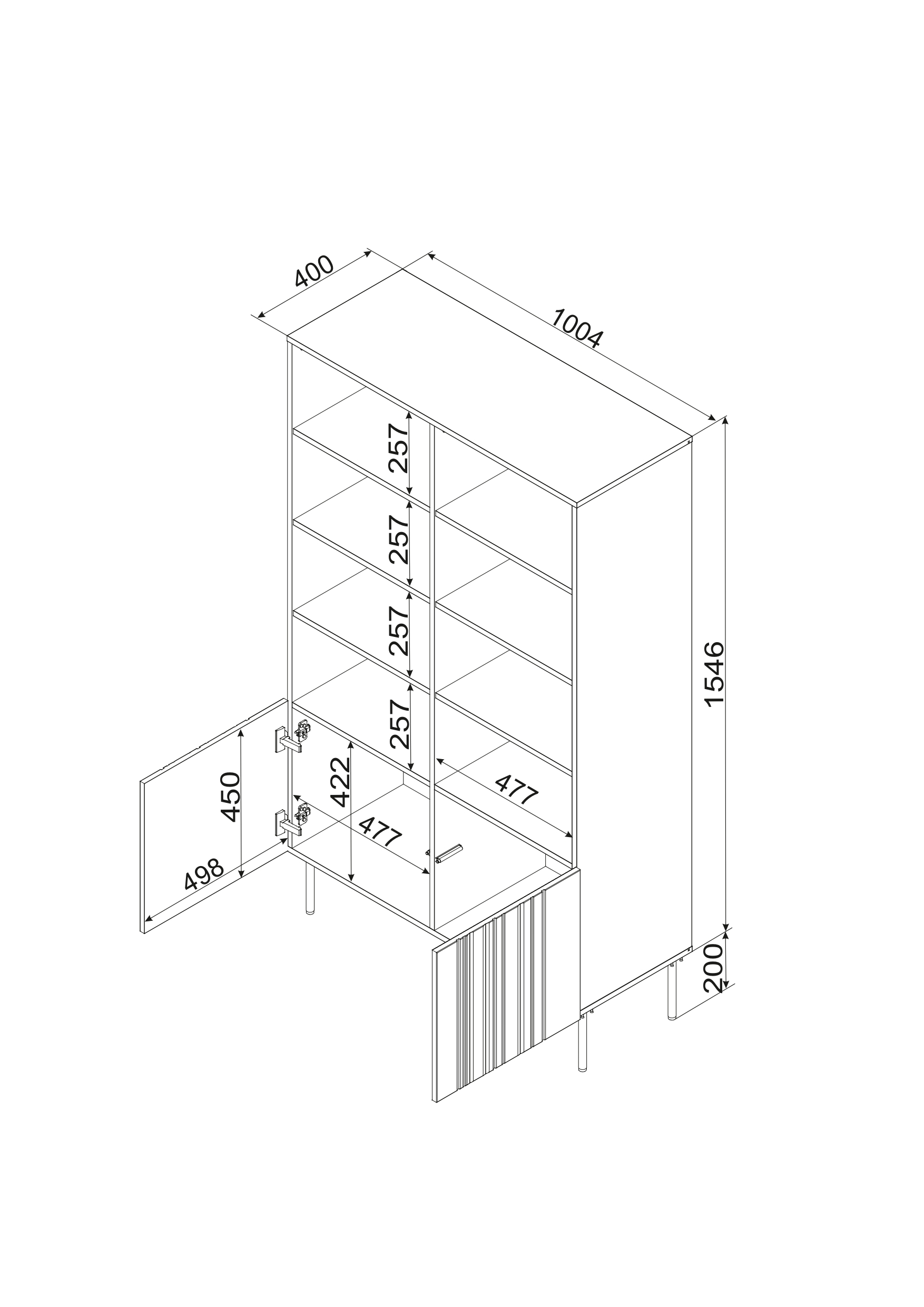 ISLA regał 100 beż mat ( 1 szt.=2 p. )