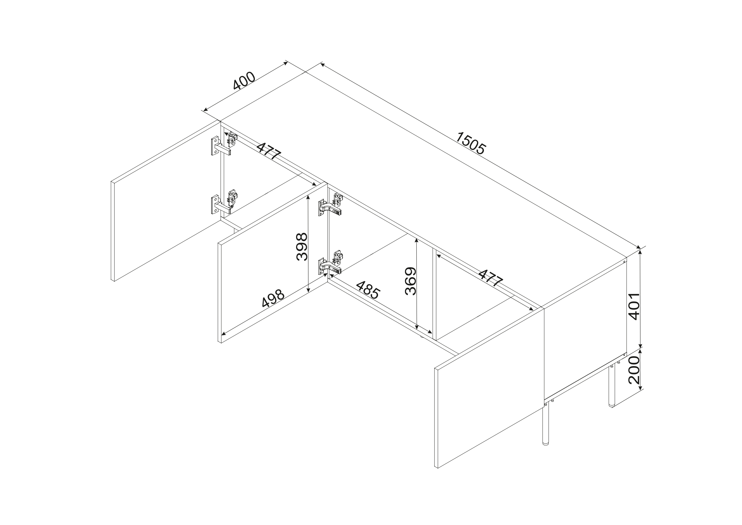 ISLA RTV 150 czarny mat ( 1 szt.=1 p. )