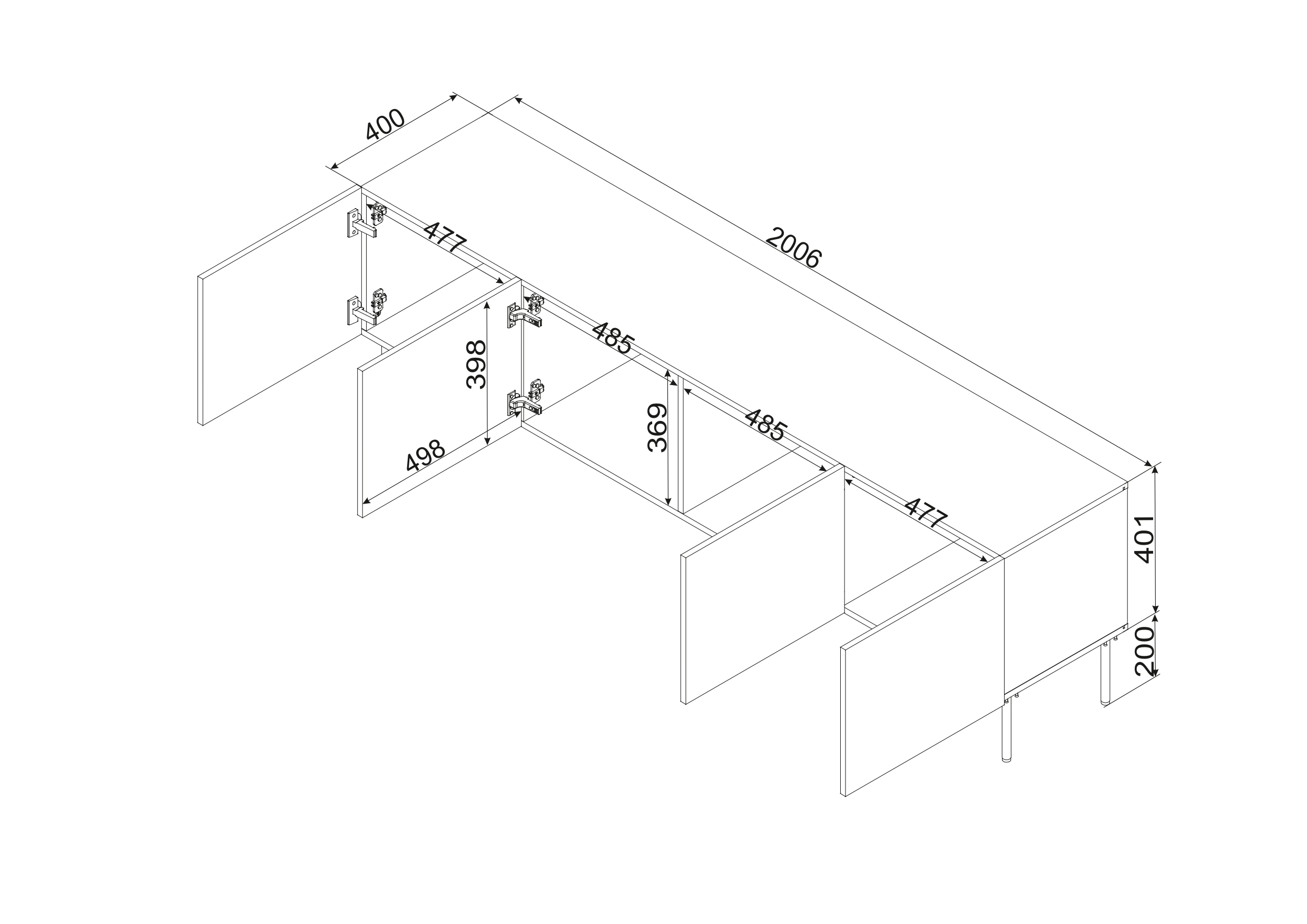 ISLA RTV 200 czarny mat ( 1 szt.=2 p. )