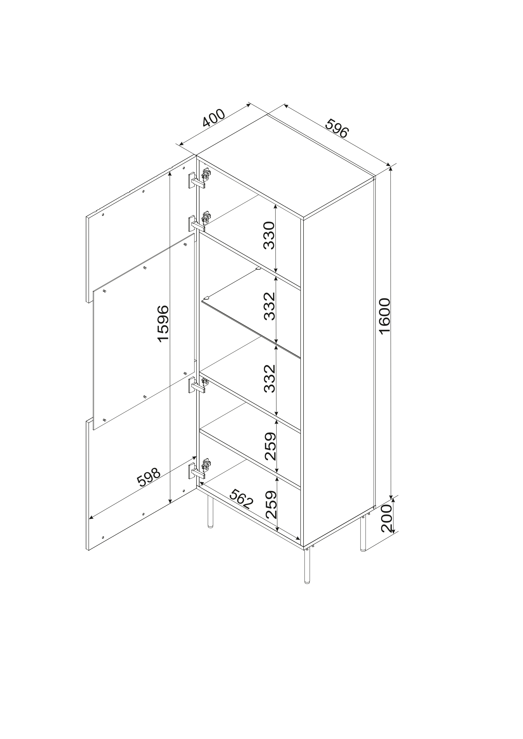 ISLA witryna 60 czarny mat ( 1 szt.=2 p. )