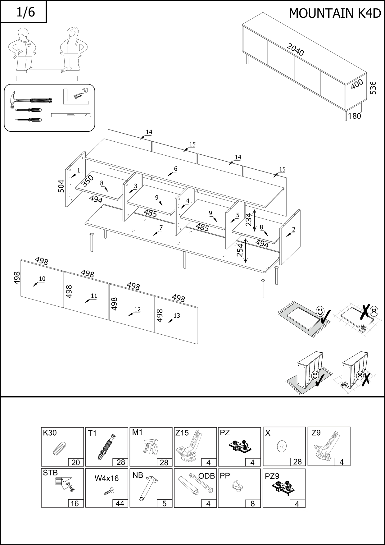 MOUNTAIN komoda 200(4D) czarny ( 1 szt.=2 p. )