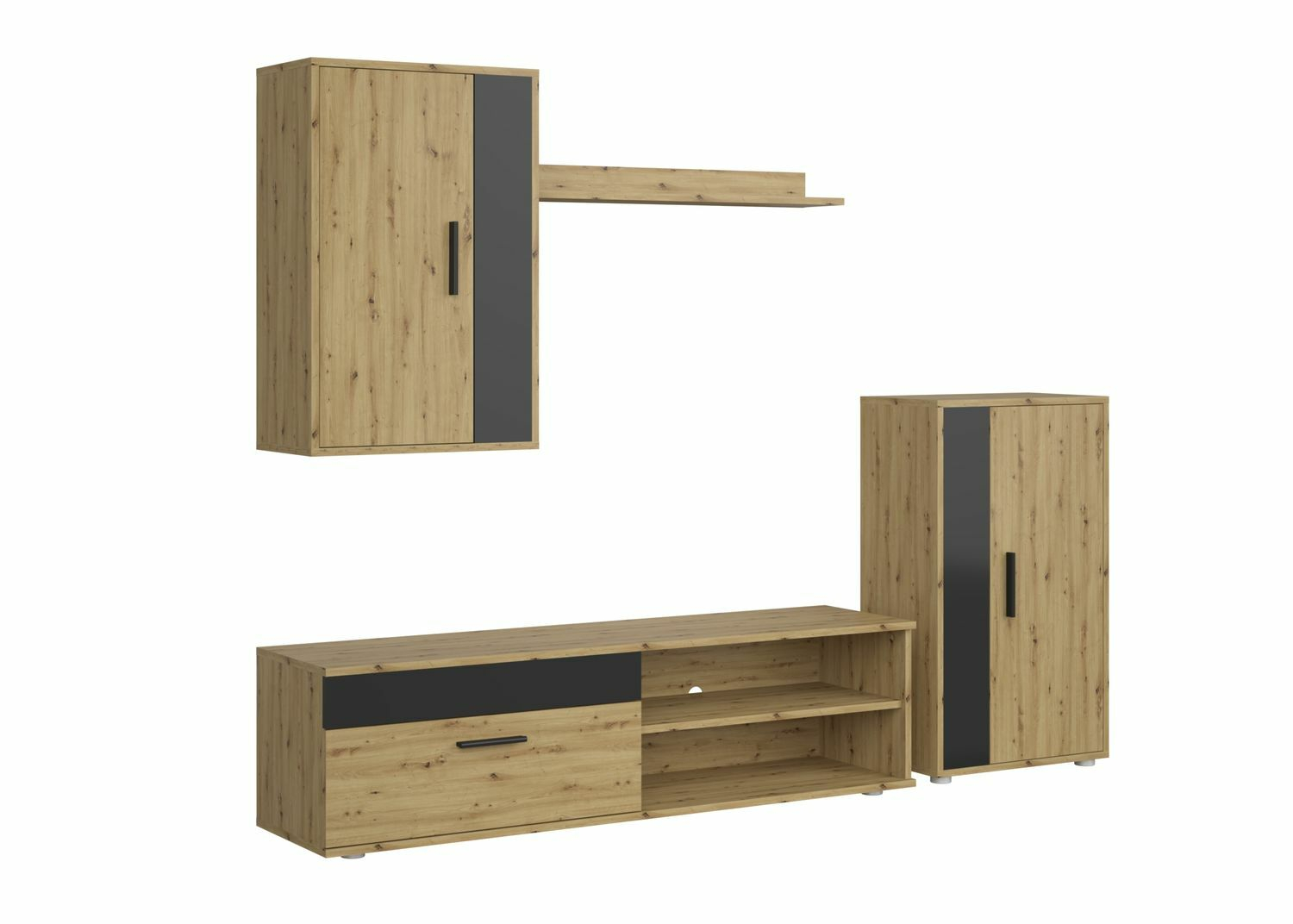 BENSON zestaw mebli mebli, kolor: dąb artisan - czarny