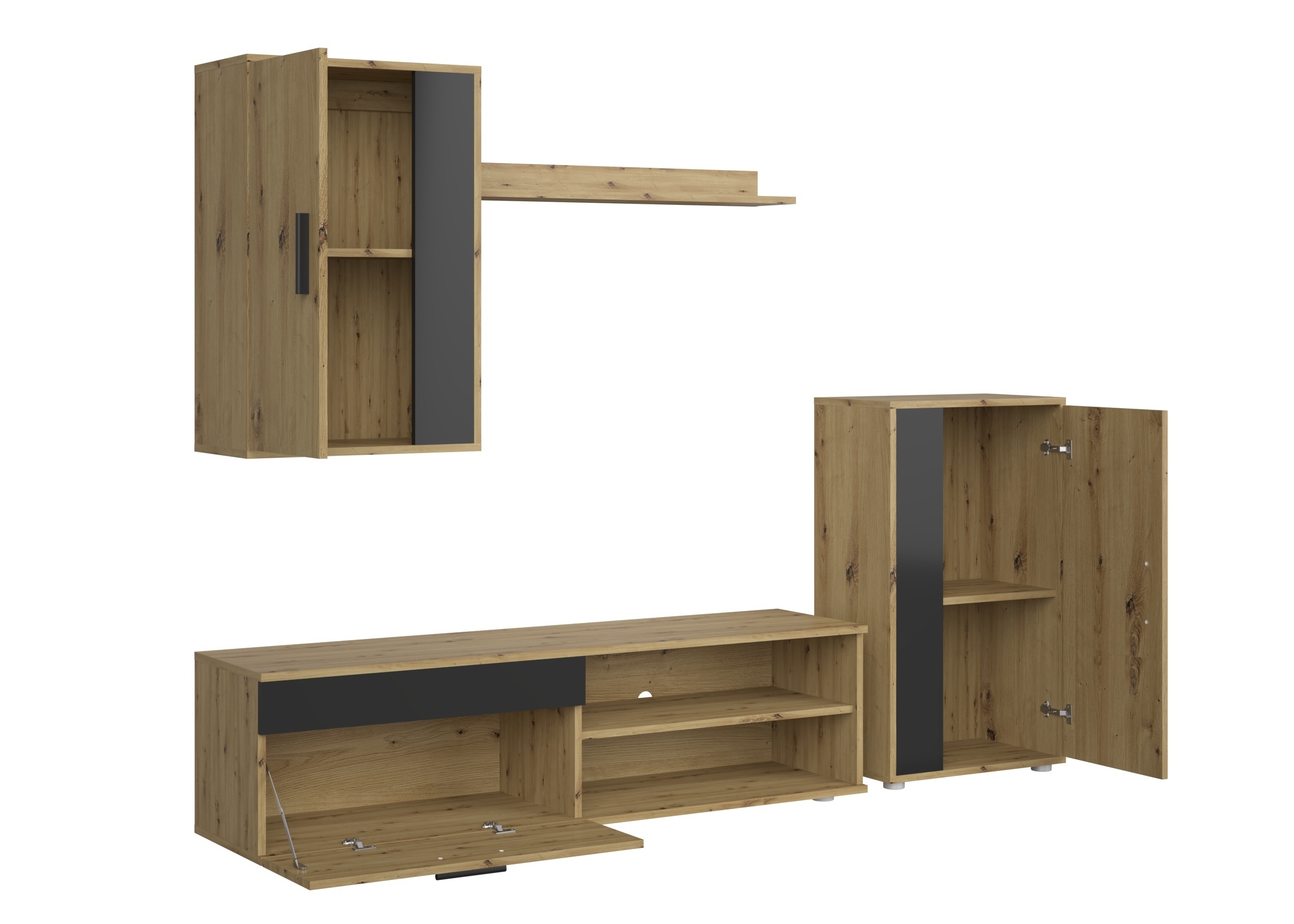 BENSON zestaw mebli mebli, kolor: dąb artisan - czarny