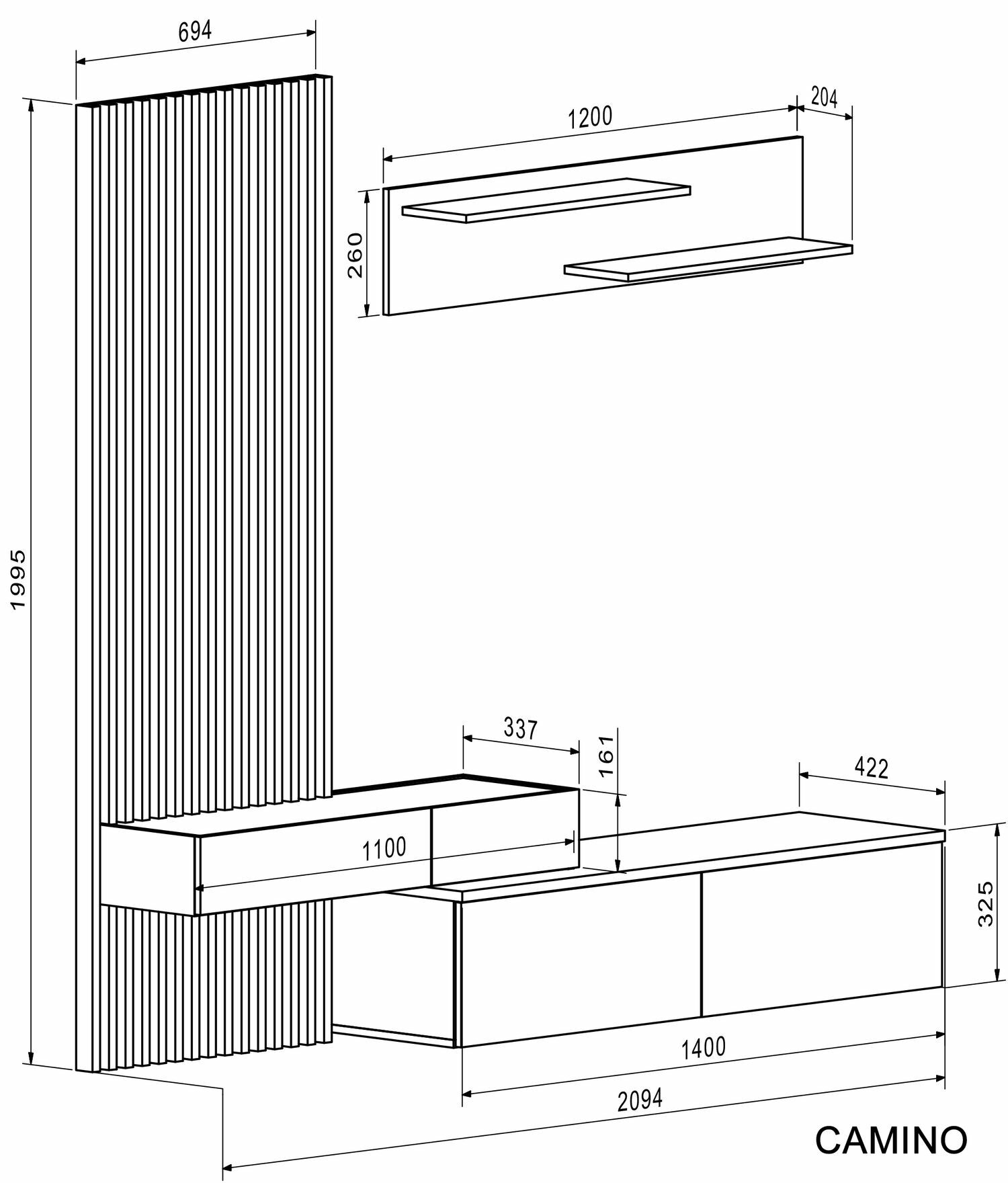 CAMINO zestaw mebli, kolor: dąb artisan - kaszmir