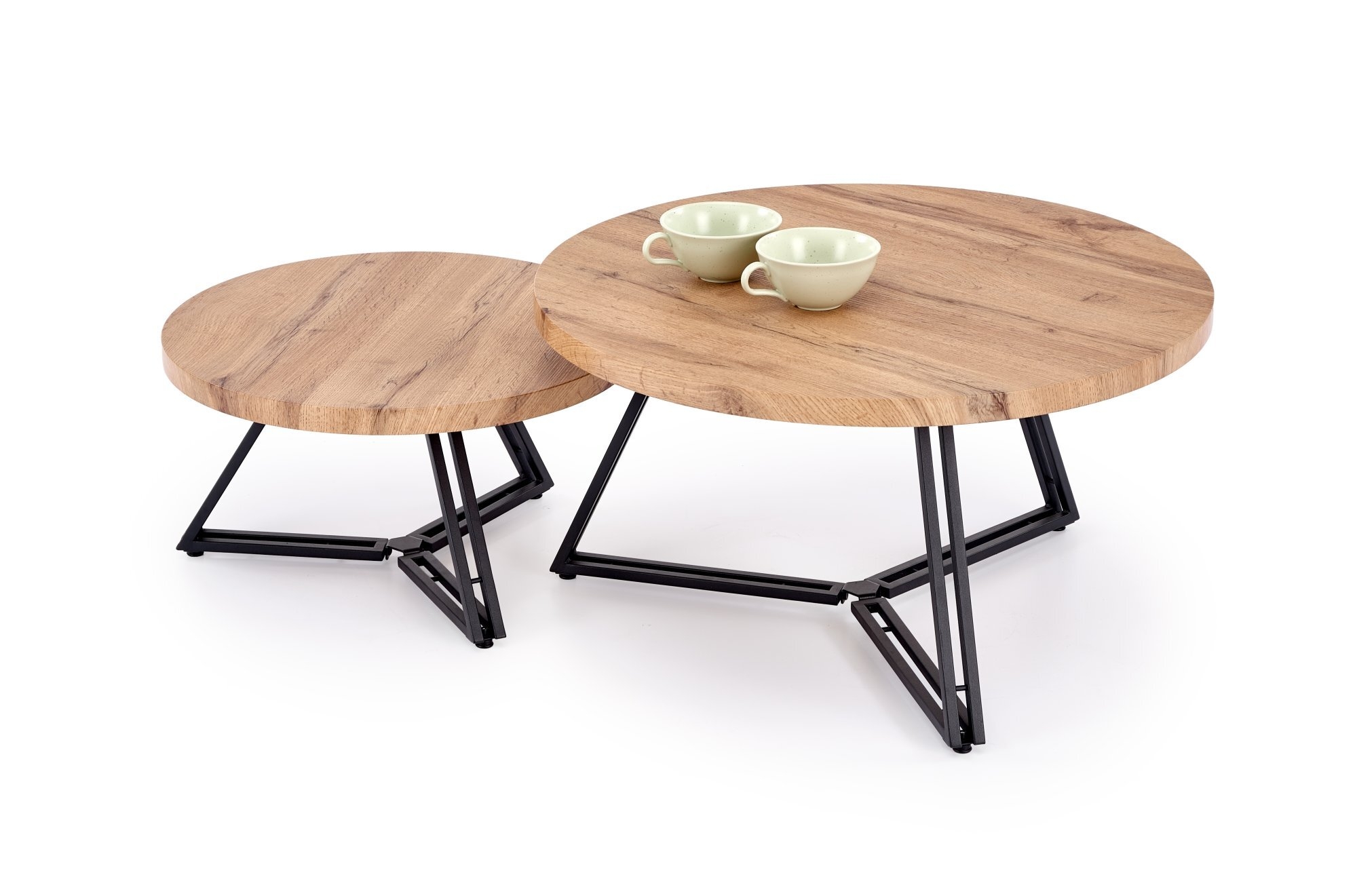 ANGER zestaw 2 ław, blat - dąb złoty, nogi - czarne (1p=1szt)