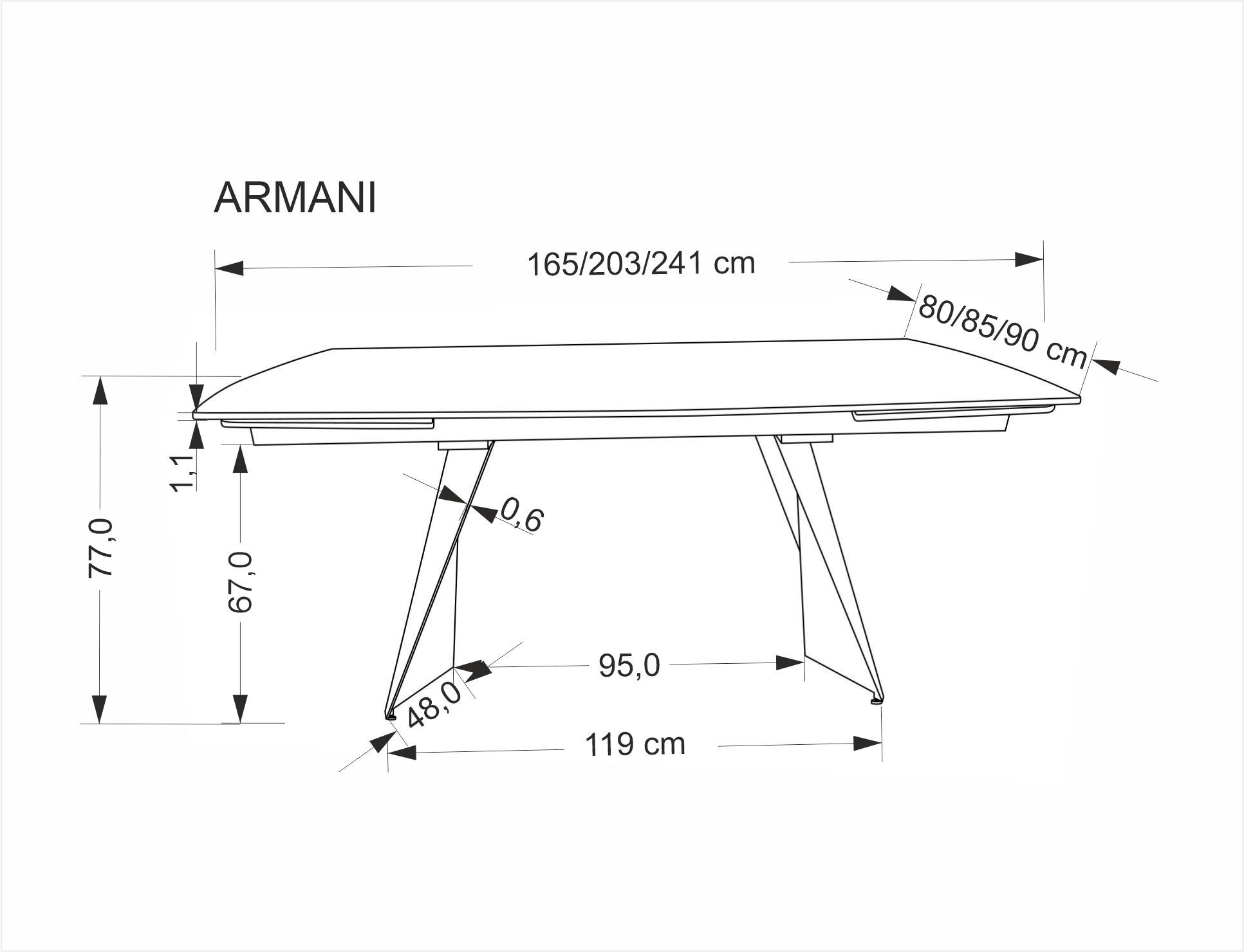 ARMANI stół rozkładany, blat - czarny marmur, noga - czarny (2p=1szt)