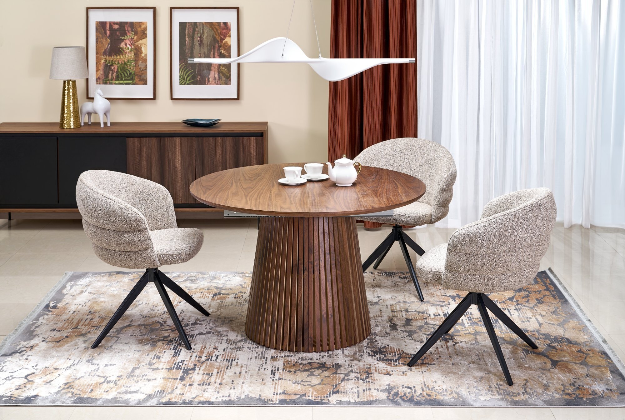 FARGO stół rozkładany, blat - orzechowy, nogi - orzechowy (2p=1szt)