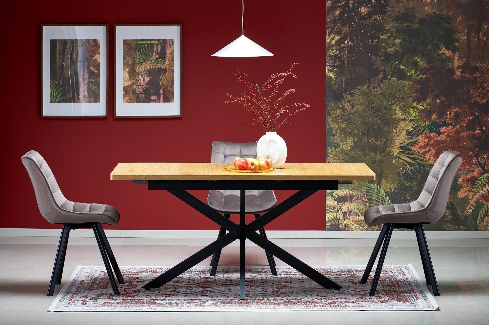 HOLTER stół rozkładany, blat - dąb złoty, nogi - czarne (1p=1szt)