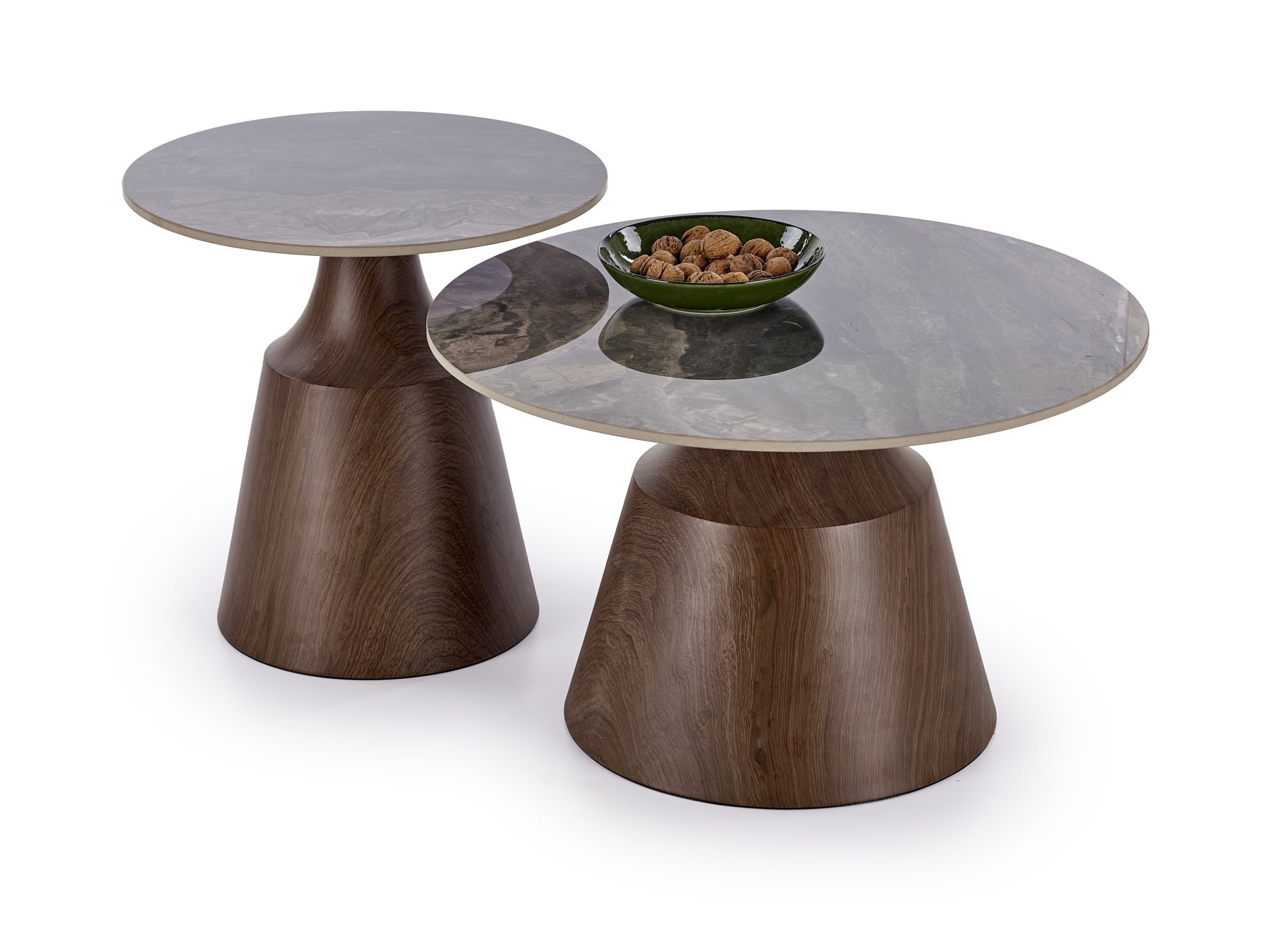 TOWER zestaw 2 ław brązowy marmur / orzechowy (2p=1set)