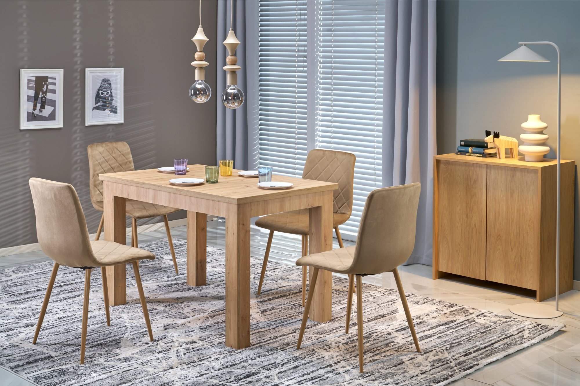 GIZMO stół rozkładany blat - dąb artisan, nogi - dąb artisan (2p=1szt)