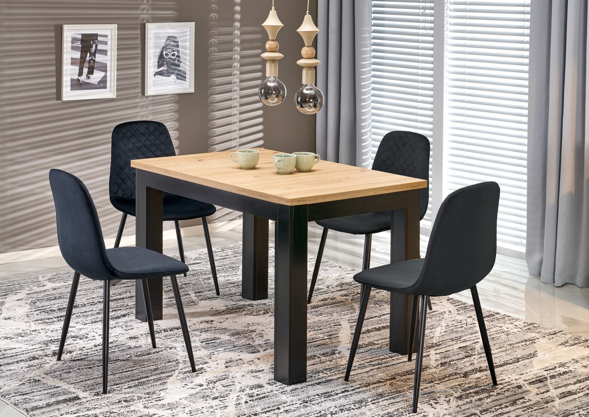 GIZMO stół rozkładany blat - dąb artisan, nogi - czarny (2p=1szt)